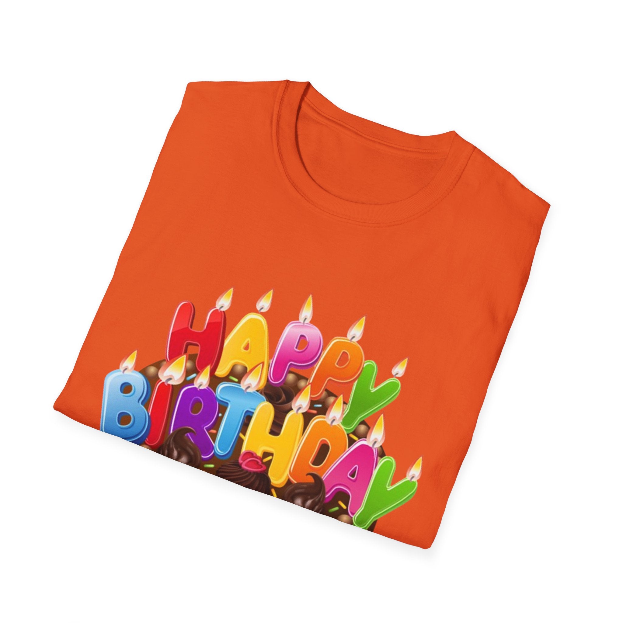 Happy Birthday Cake Unisex Softstyle T-Shirt Personalize It!