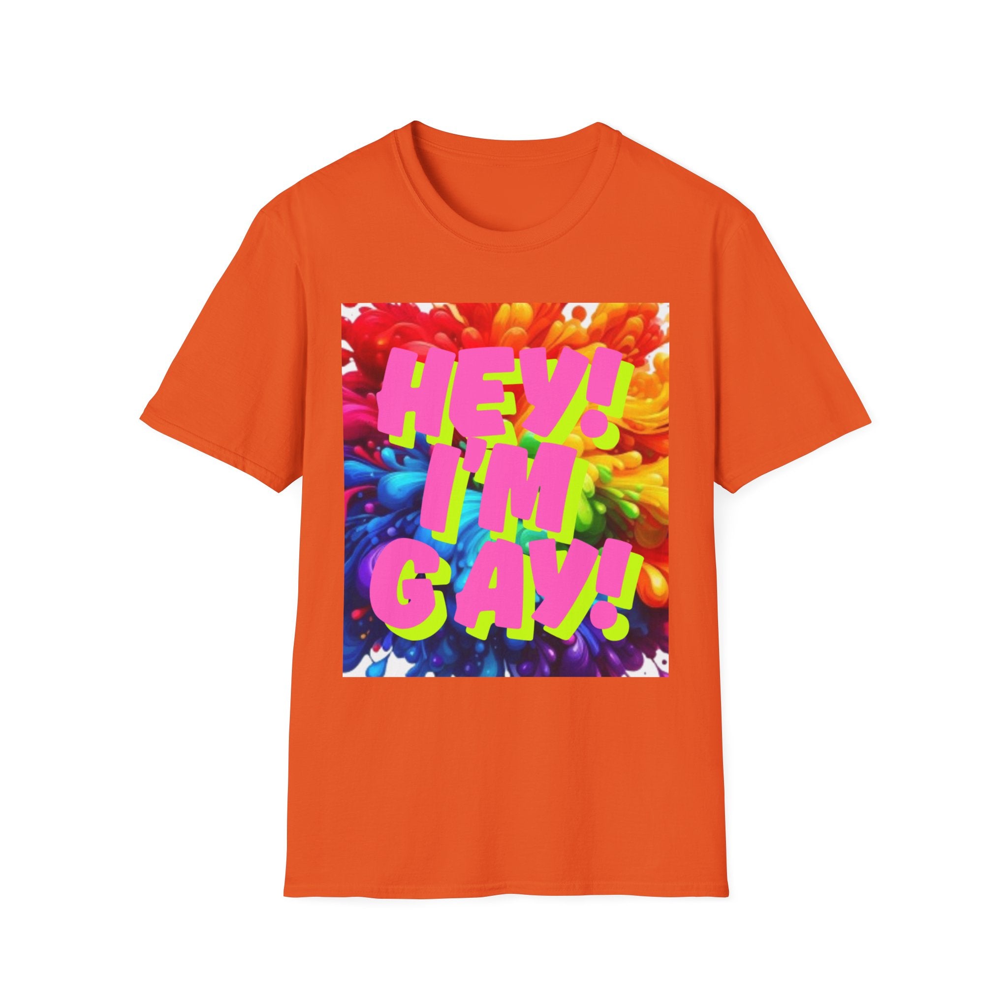 Hey I'm Gay! Heart Unisex Softstyle T-Shirt