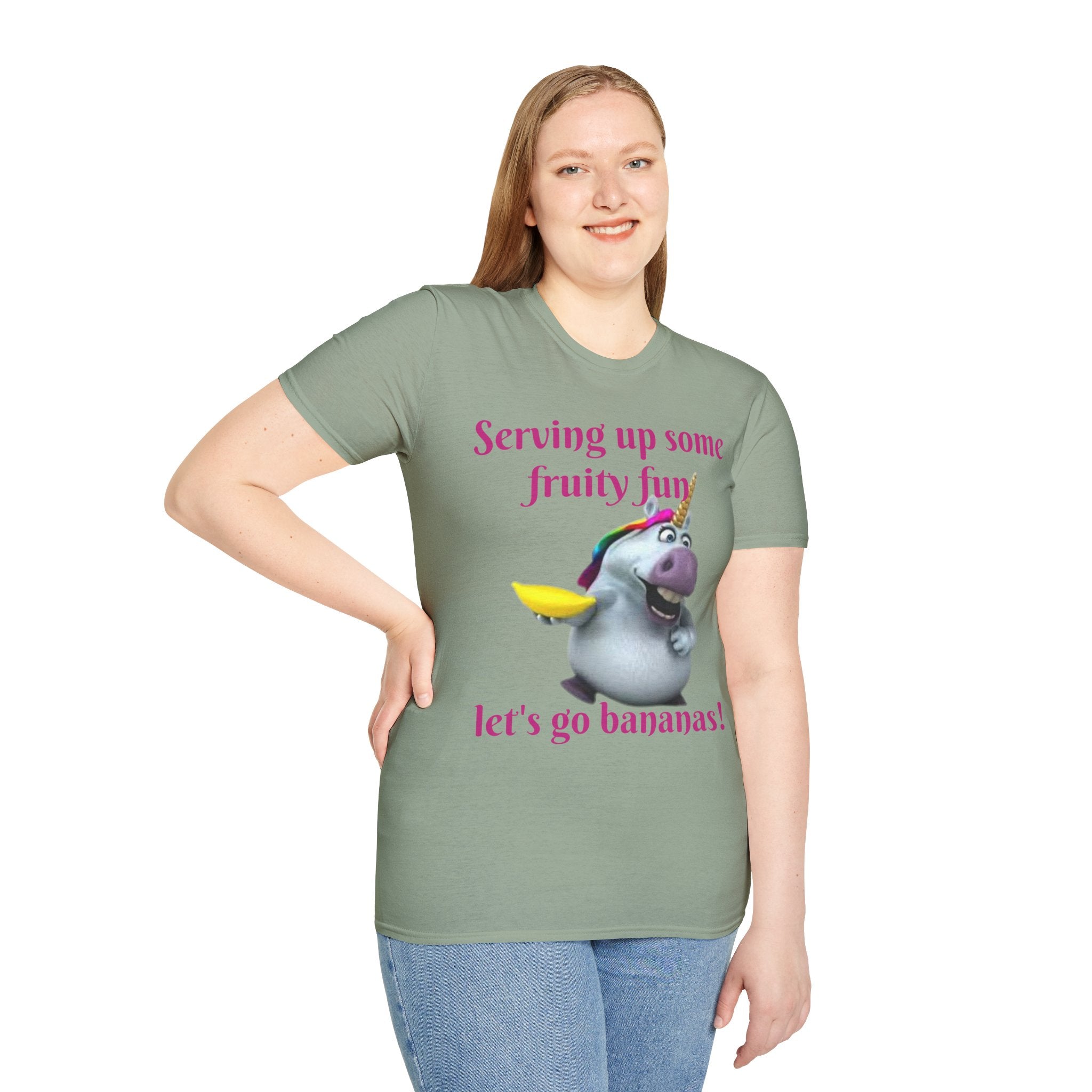 Serving Up Some Fruity Fun Let's Go Bananas Unicorn Unisex Softstyle T-Shirt