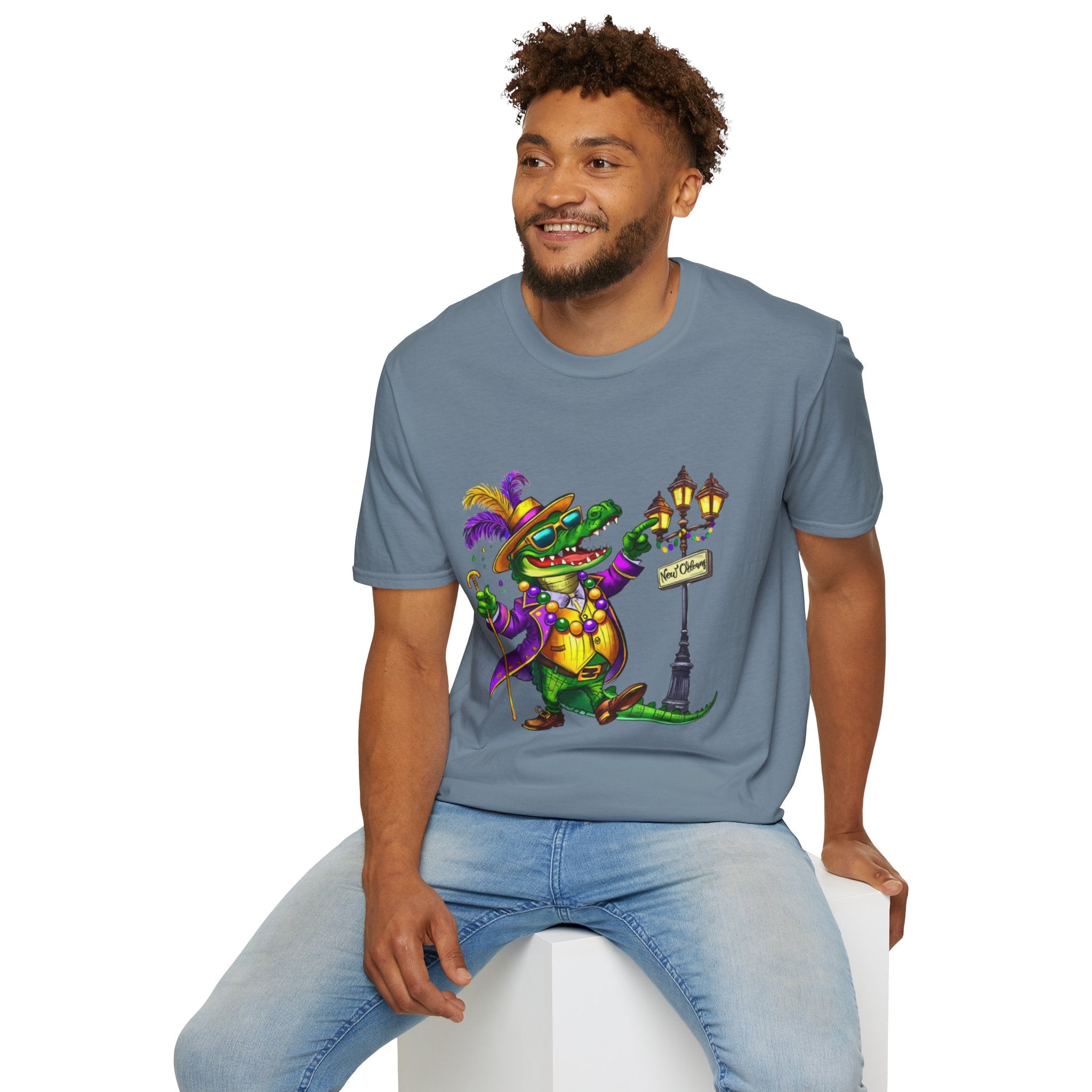 Mardi Gras Gator Unisex Softstyle T-Shirt