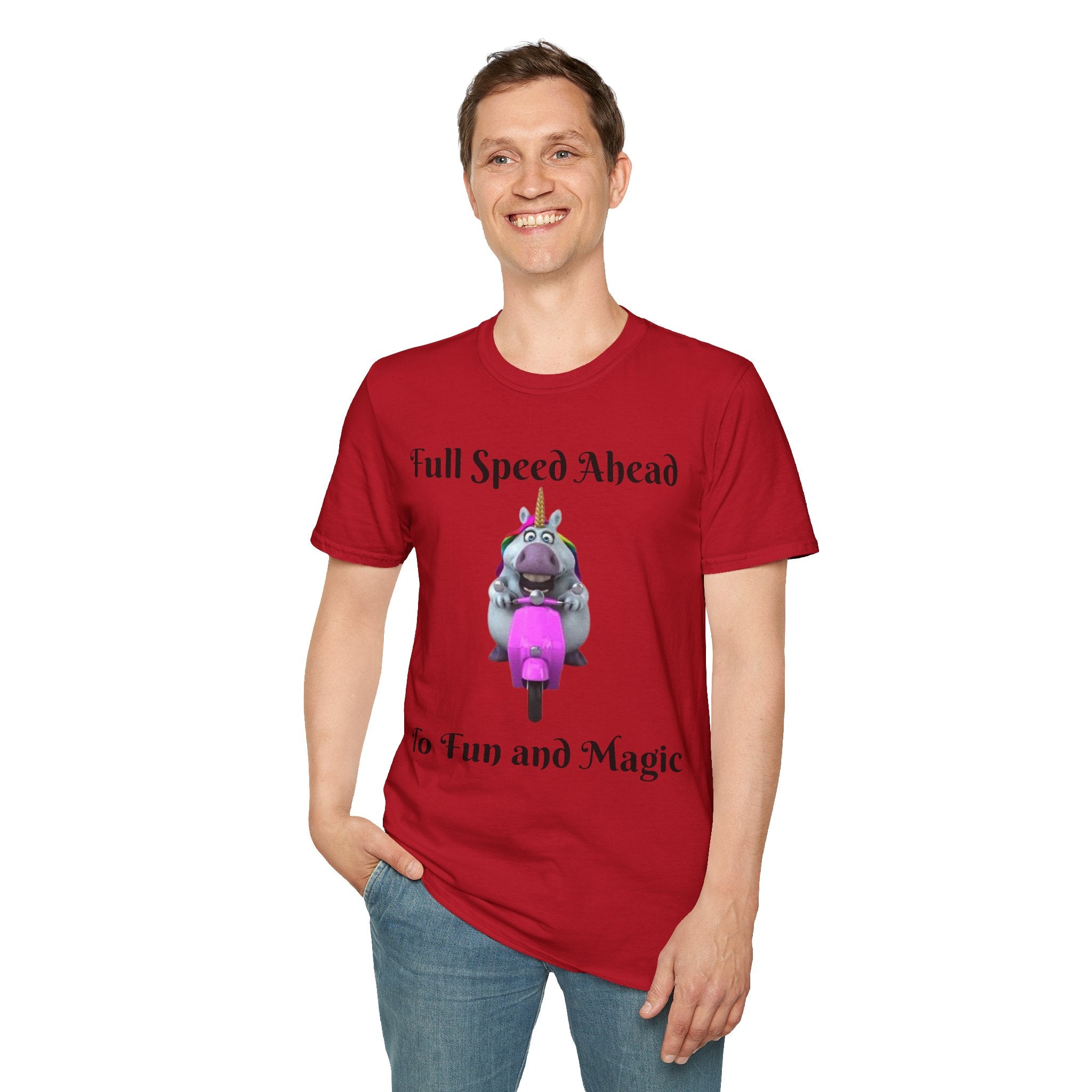 Full Speed Ahead To Fun And Magic Unicorn Unisex Softstyle T-Shirt