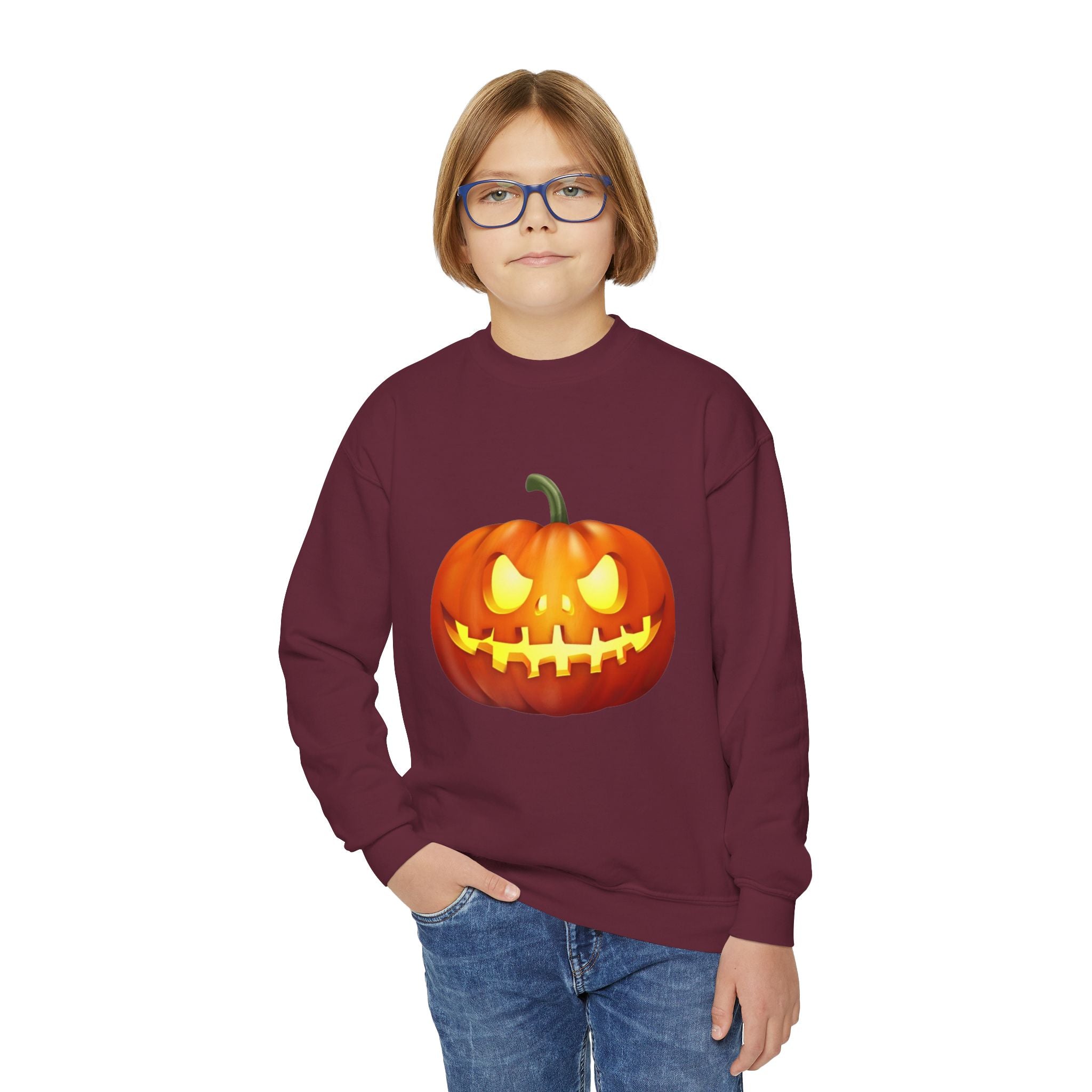 Halloween Pumpkin Youth Crewneck Sweatshirt