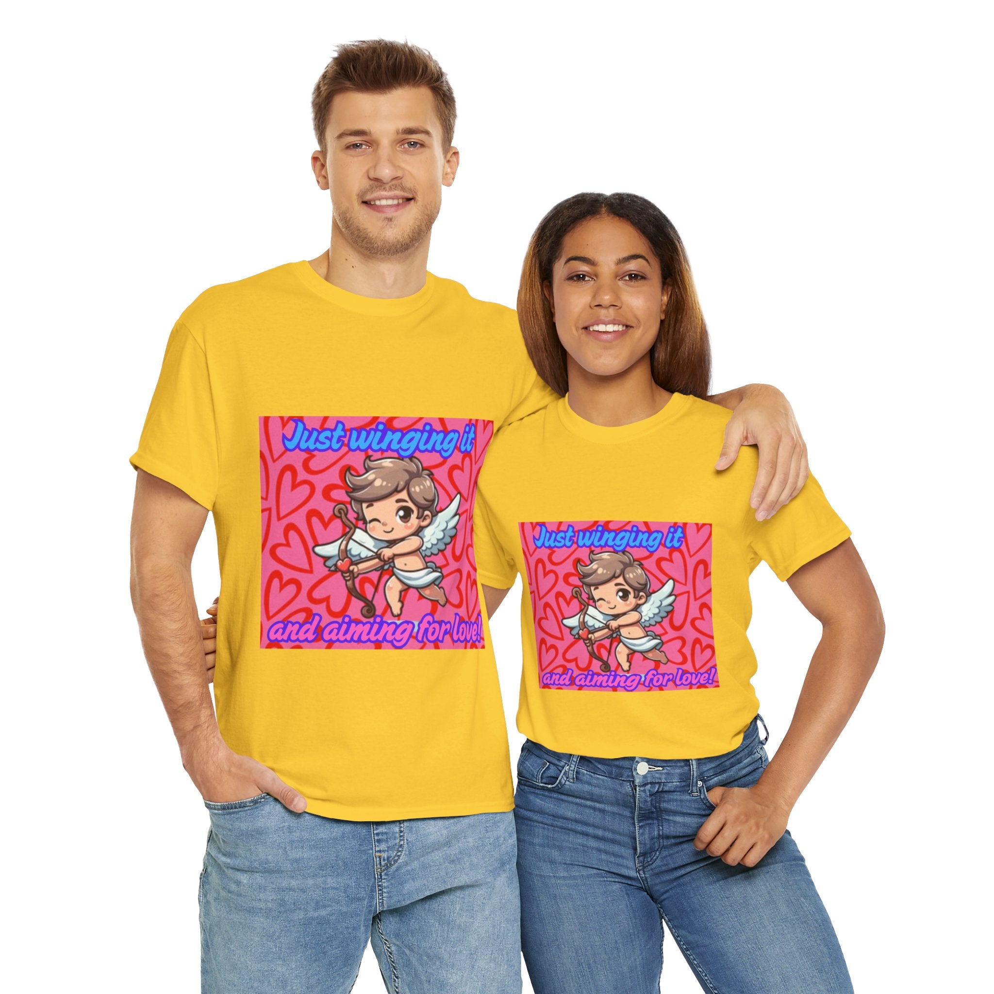Just Winging It And Aiming For Love Unisex Heavy Cotton T-Shirt