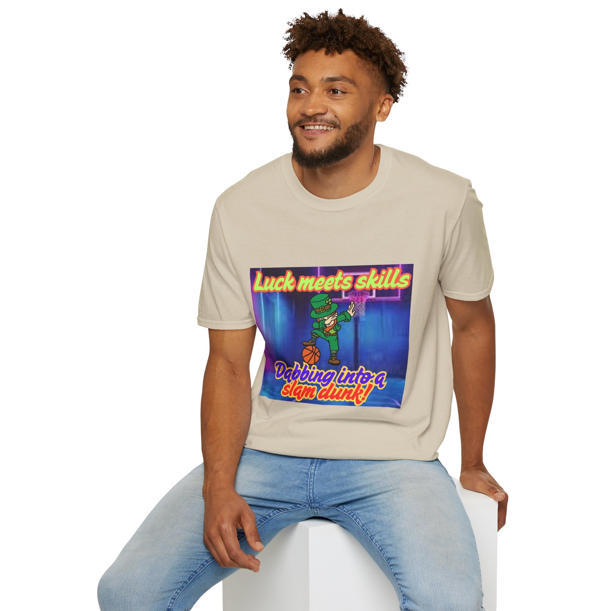 Luck Meets Skills Dabbing Into A Slam Dunk! Unisex Softstyle T-Shirt