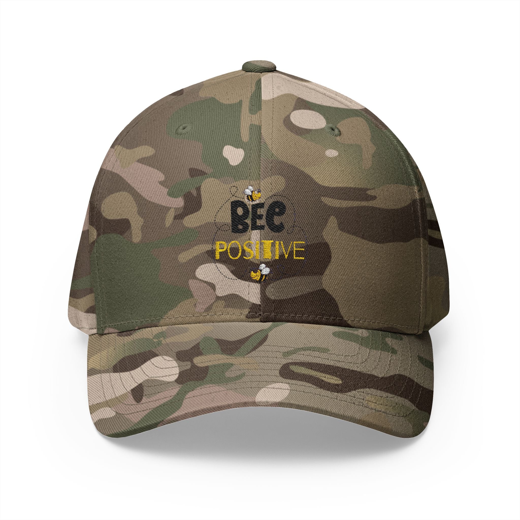 Bee Positive Embroidered Closed-Back Structured Cap