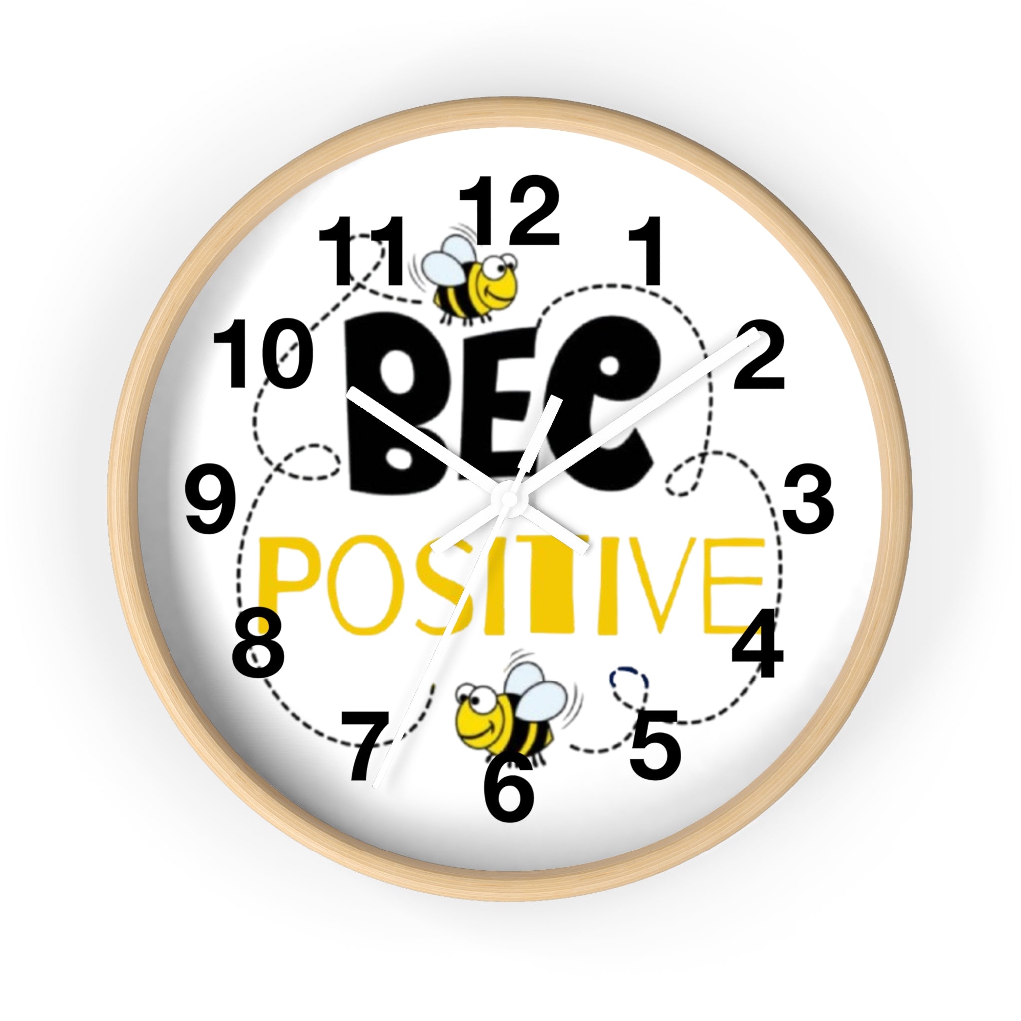Bee Positive Inspirational Wall Clock