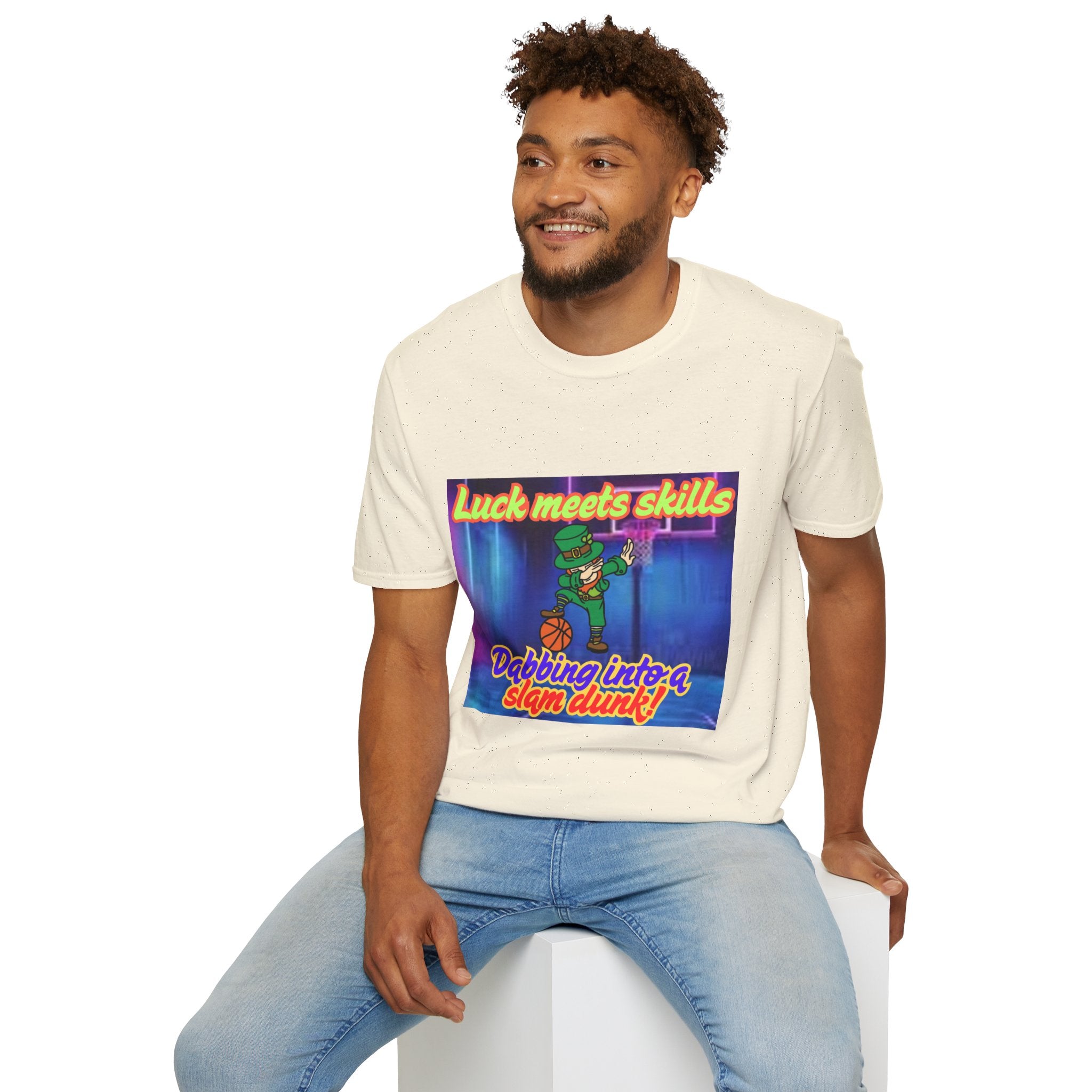 Luck Meets Skills Dabbing Into A Slam Dunk! Unisex Softstyle T-Shirt