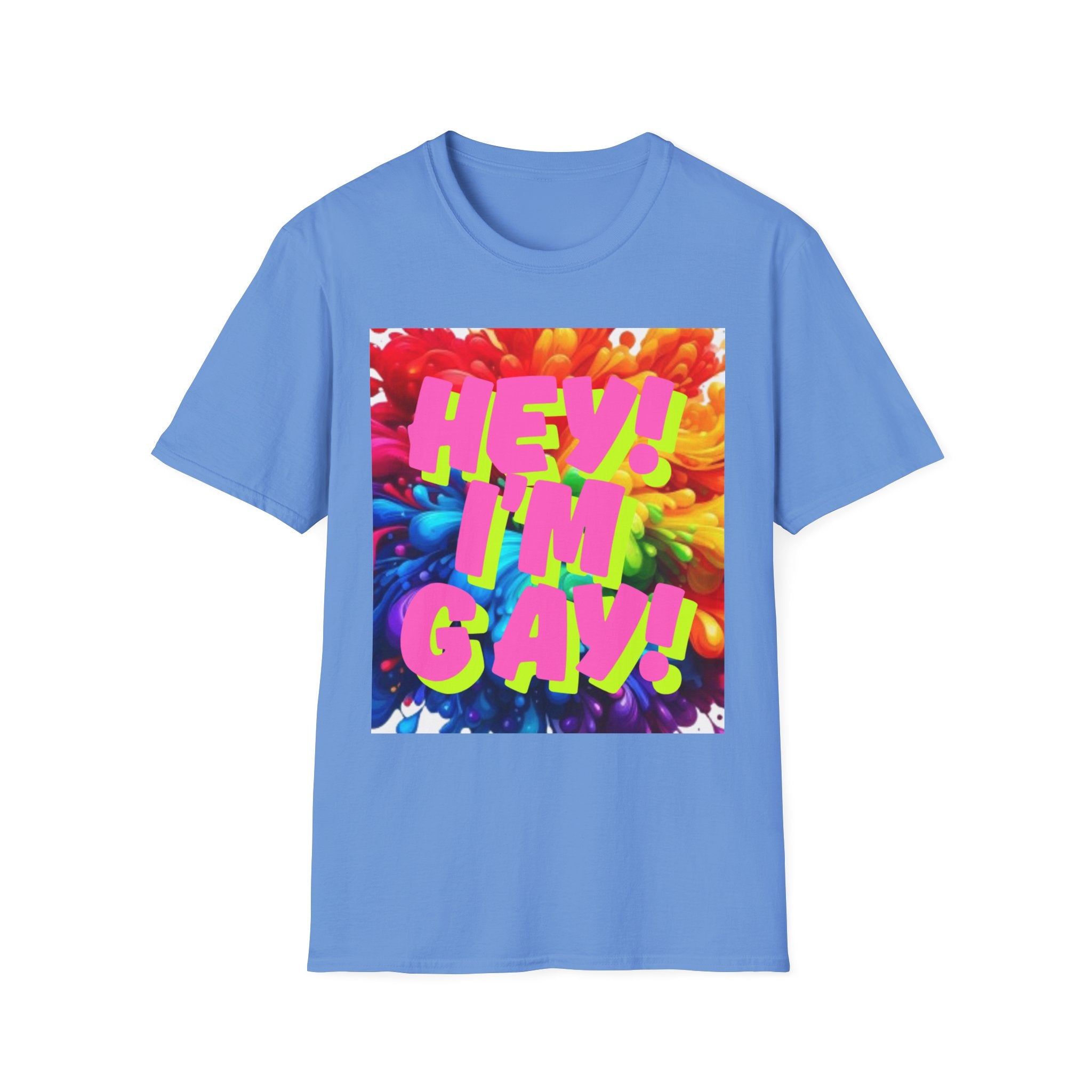 Hey I'm Gay! Heart Unisex Softstyle T-Shirt