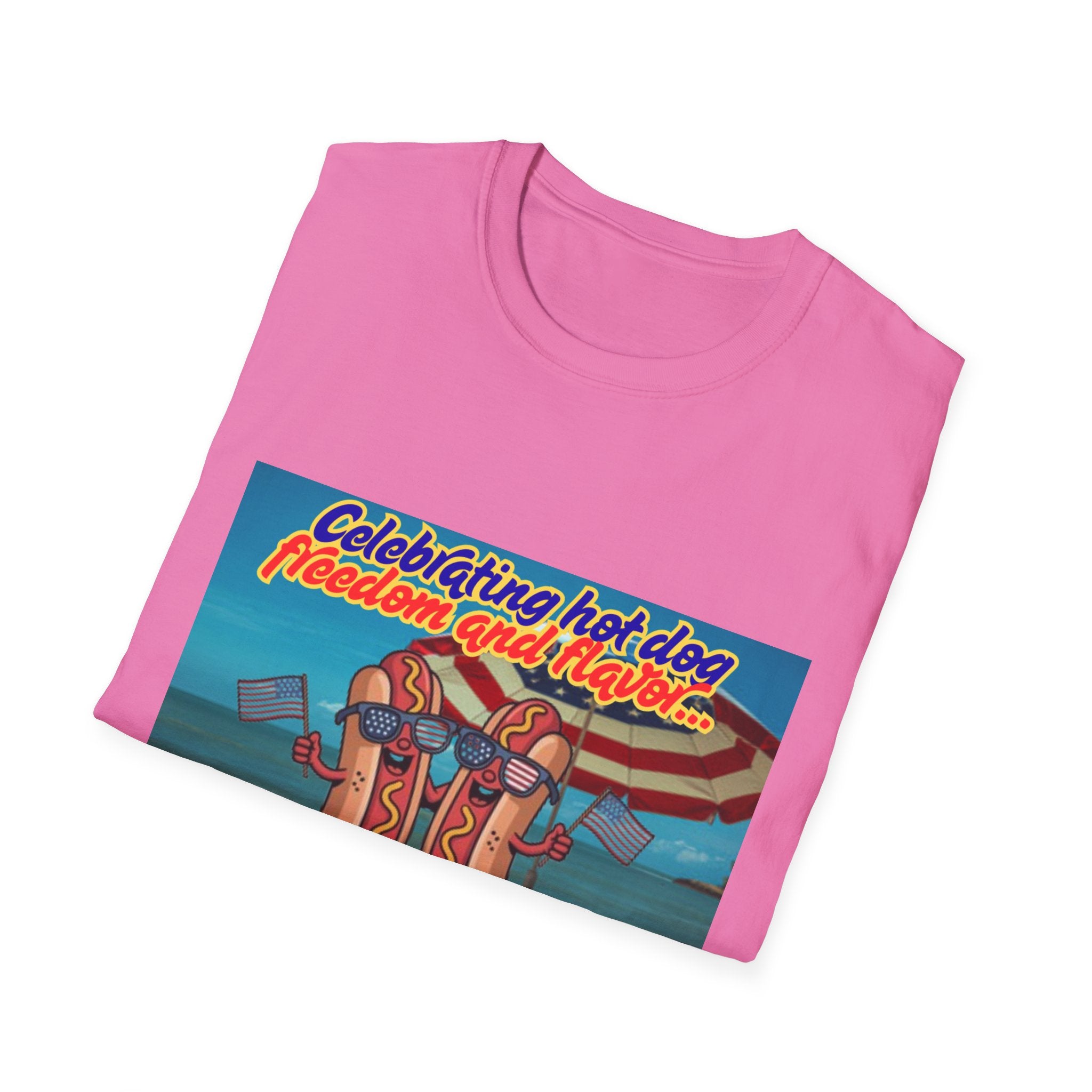 Celebrating Hot Dog Freedom And Flavor Summer Style! Unisex Softstyle T-Shirt