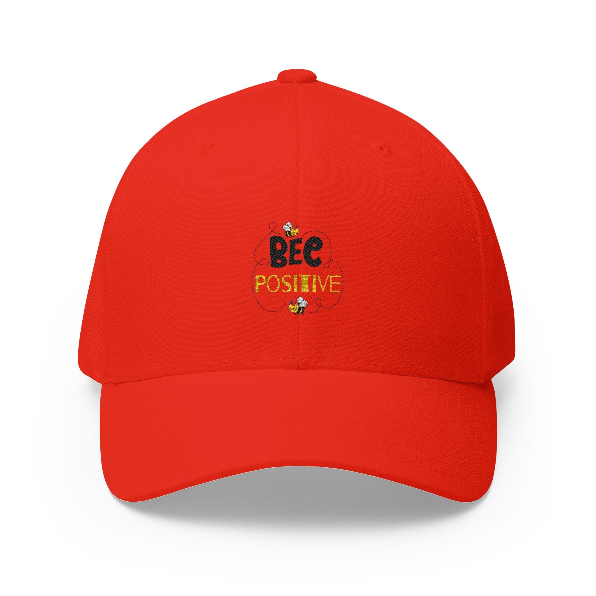 Bee Positive Closed-Back Structured Embroidered Cap