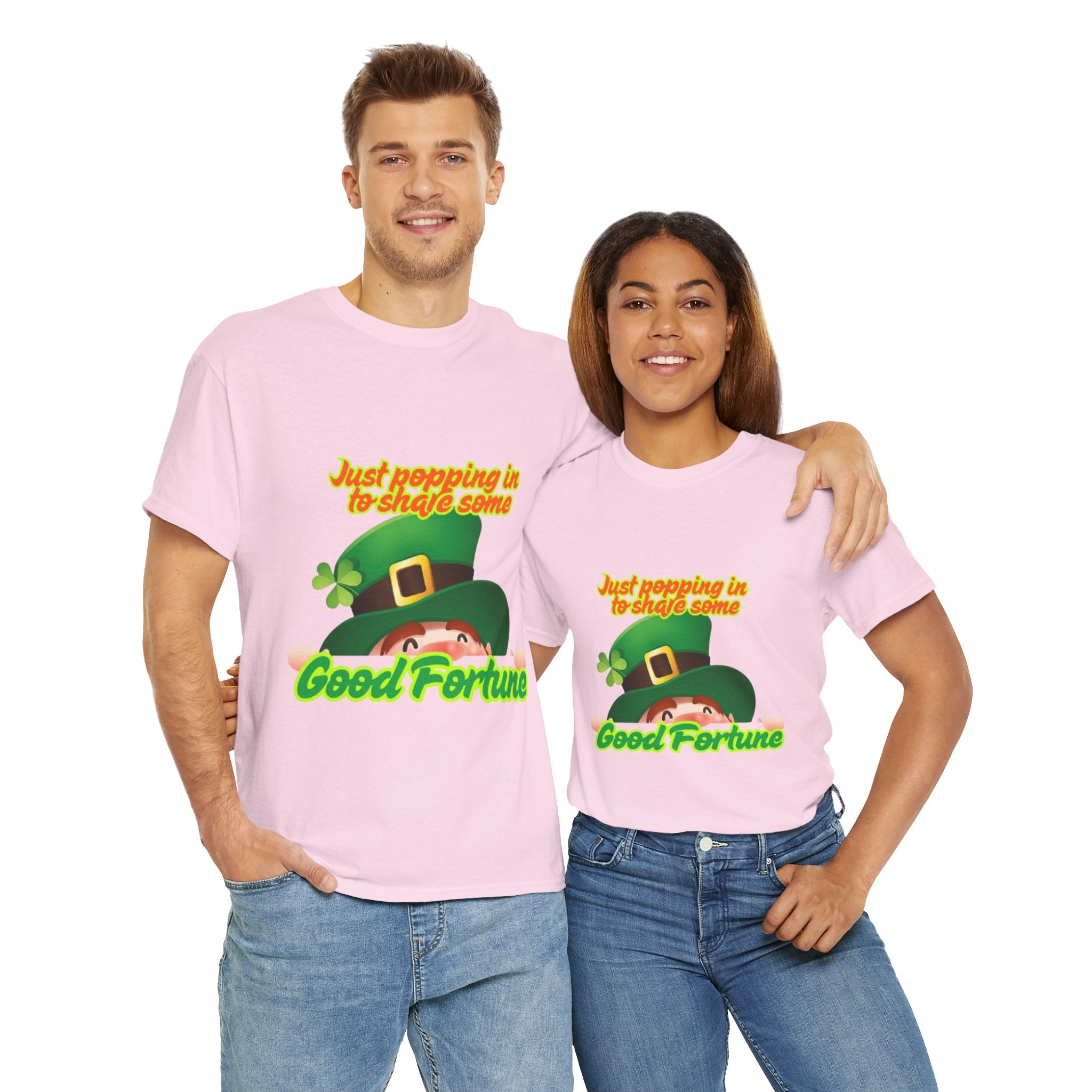 Just Popping In To Share Some Good Fortune Unisex Heavy Cotton T-Shirt