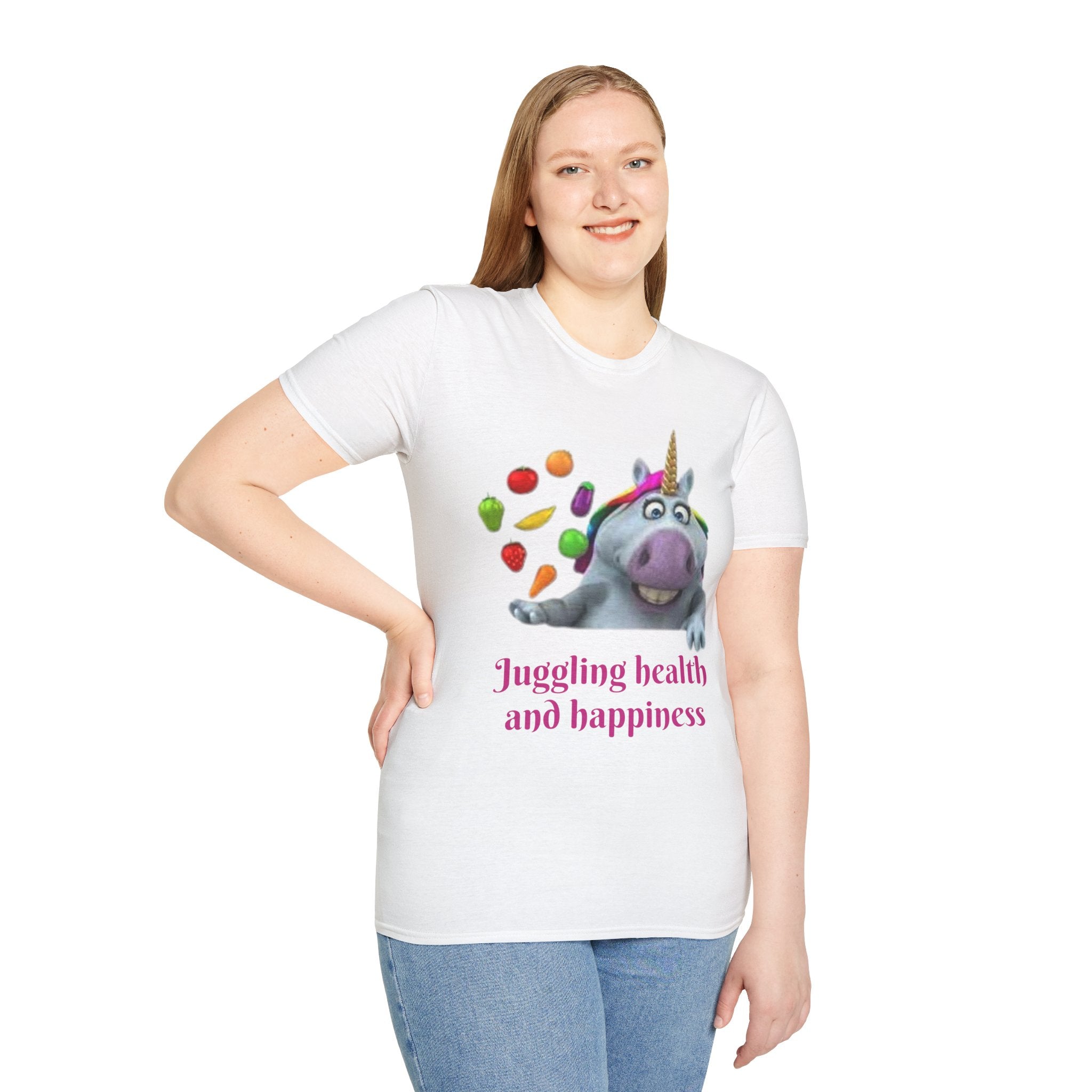 Juggling Health And Happiness Unicorn Unisex Softstyle T-Shirt