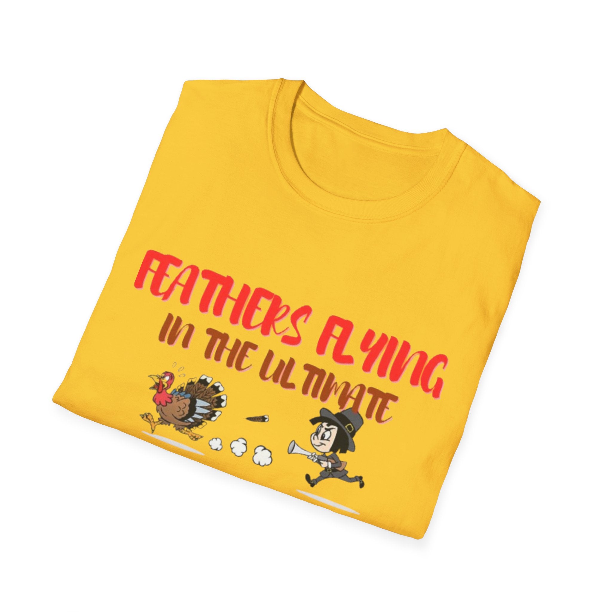 Feathers Flying In The Ultimate Thanksgiving Showdown Unisex Softstyle T-Shirt