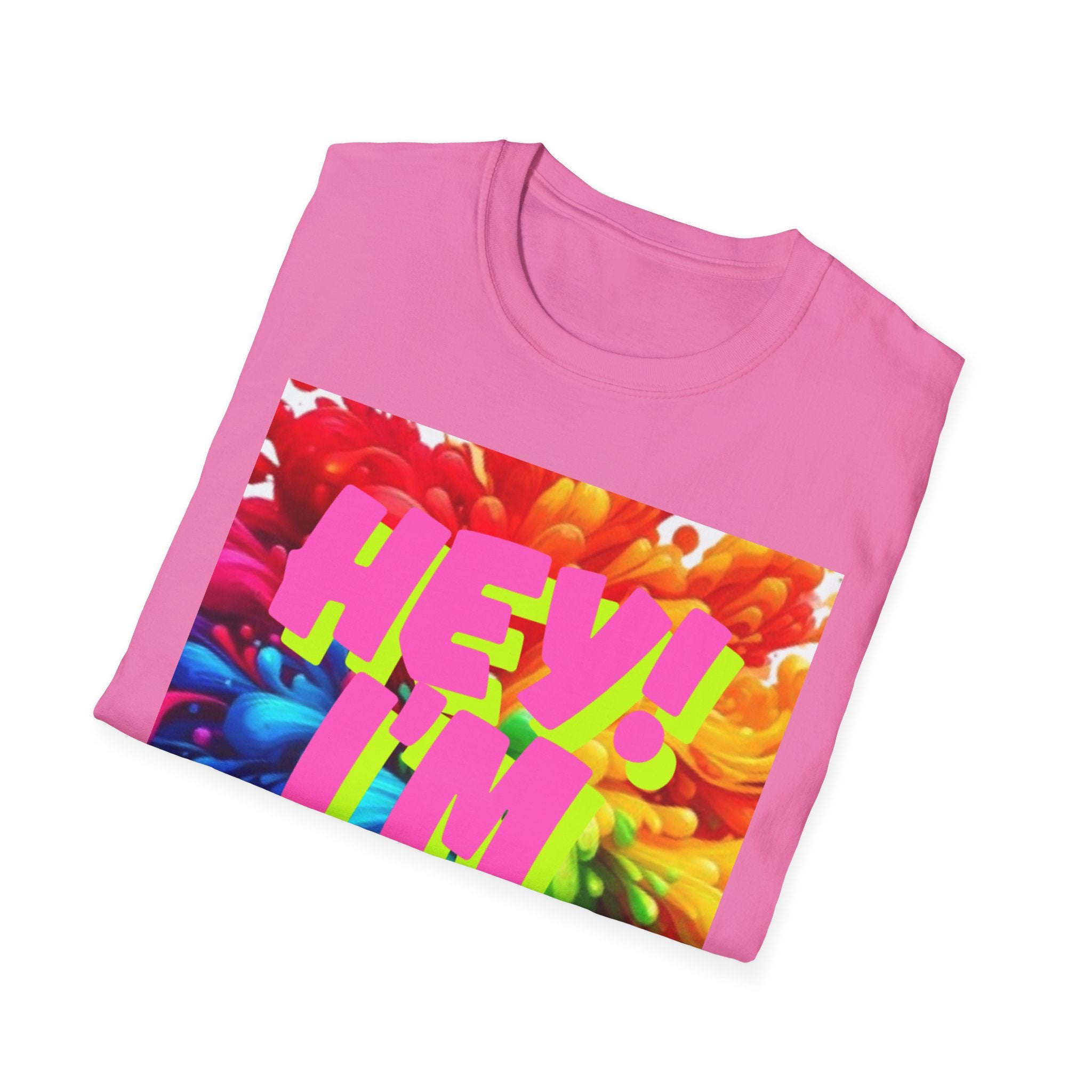 Hey I'm Gay! Heart Unisex Softstyle T-Shirt