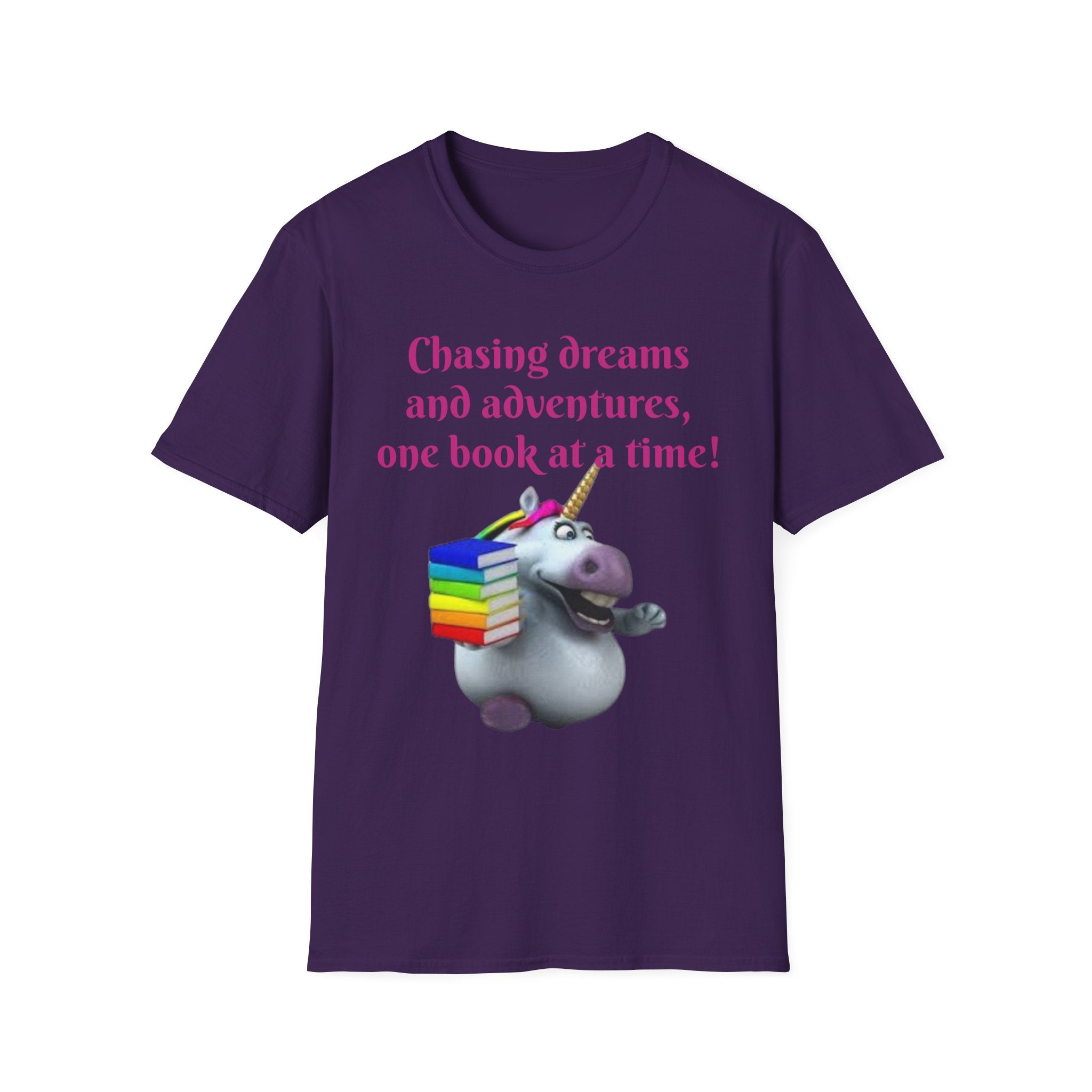 Chasing Dreams And Adventures, One Book At A Time! Unicorn Unisex Softstyle T-Shirt