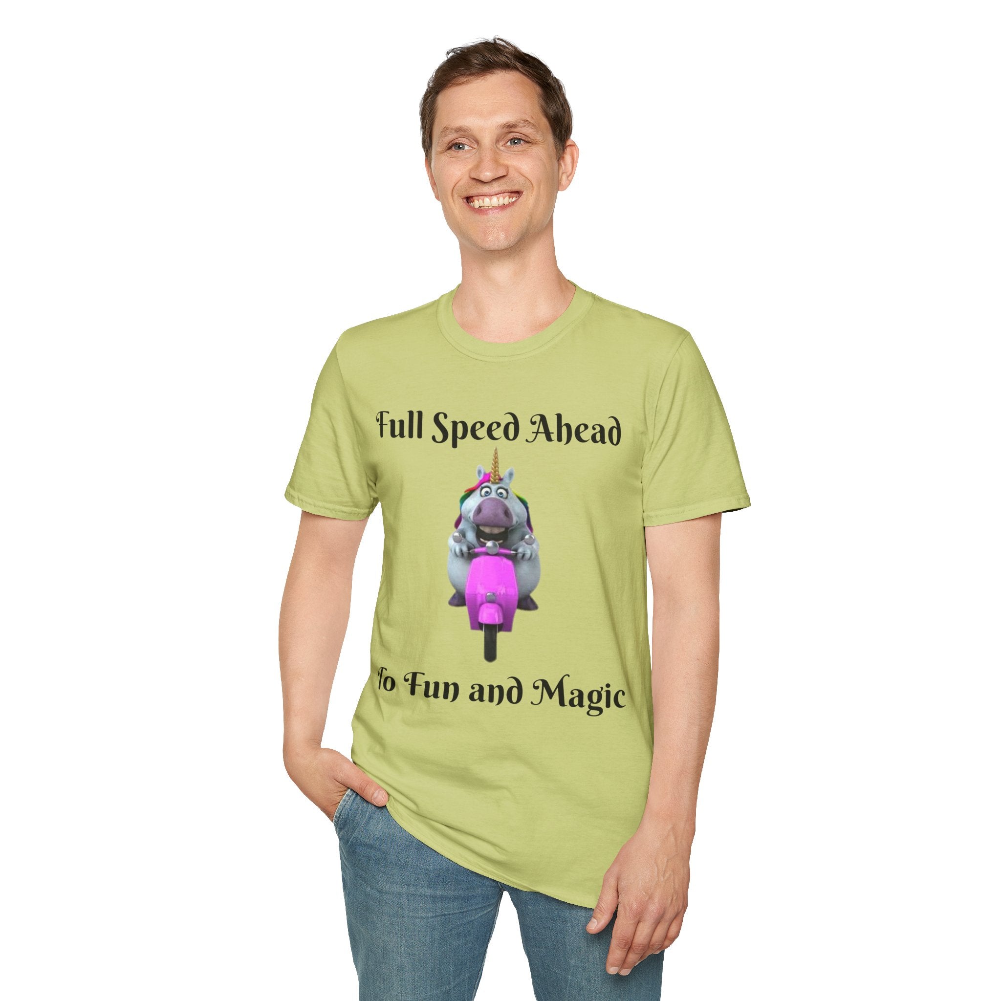 Full Speed Ahead To Fun And Magic Unicorn Unisex Softstyle T-Shirt