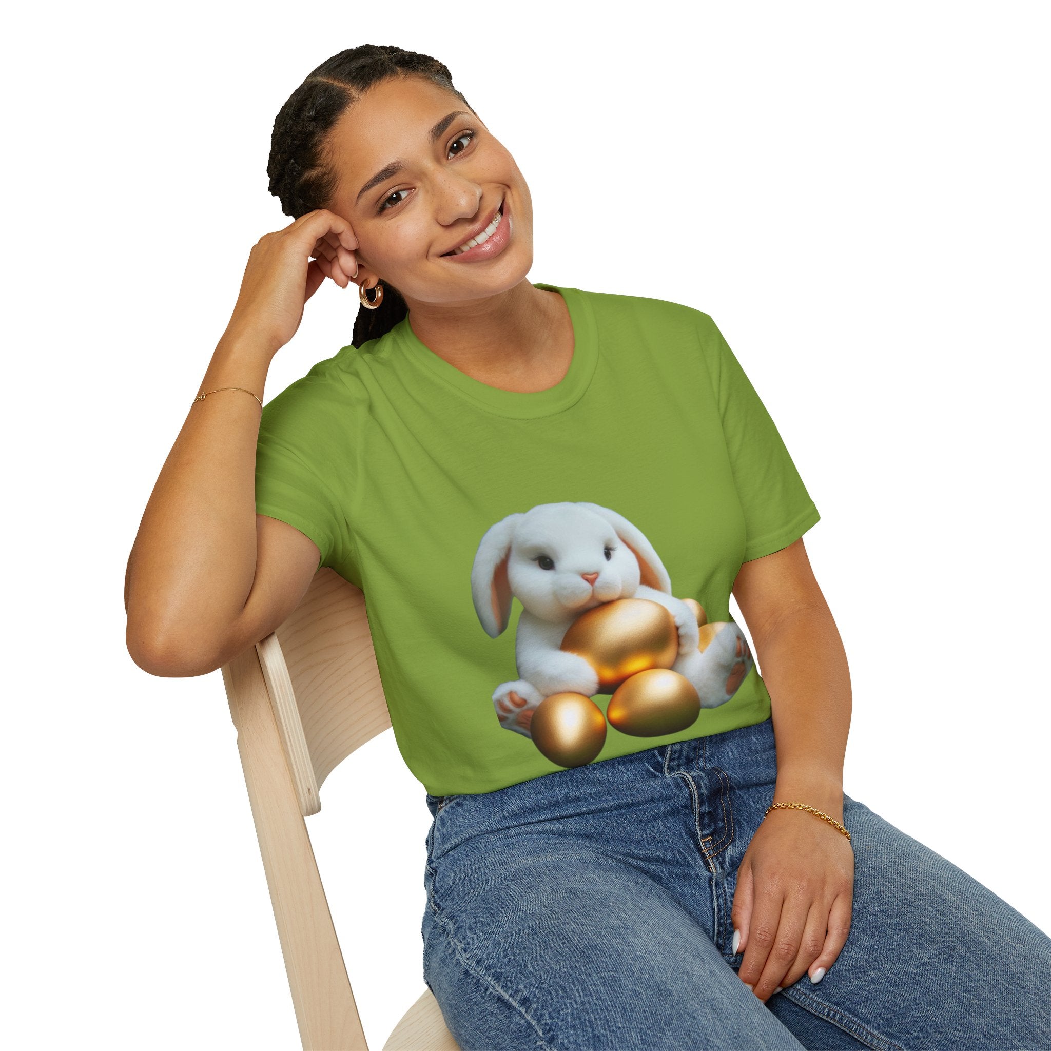 Easter Bunny And His Golden Eggs Unisex Softstyle T-Shirt