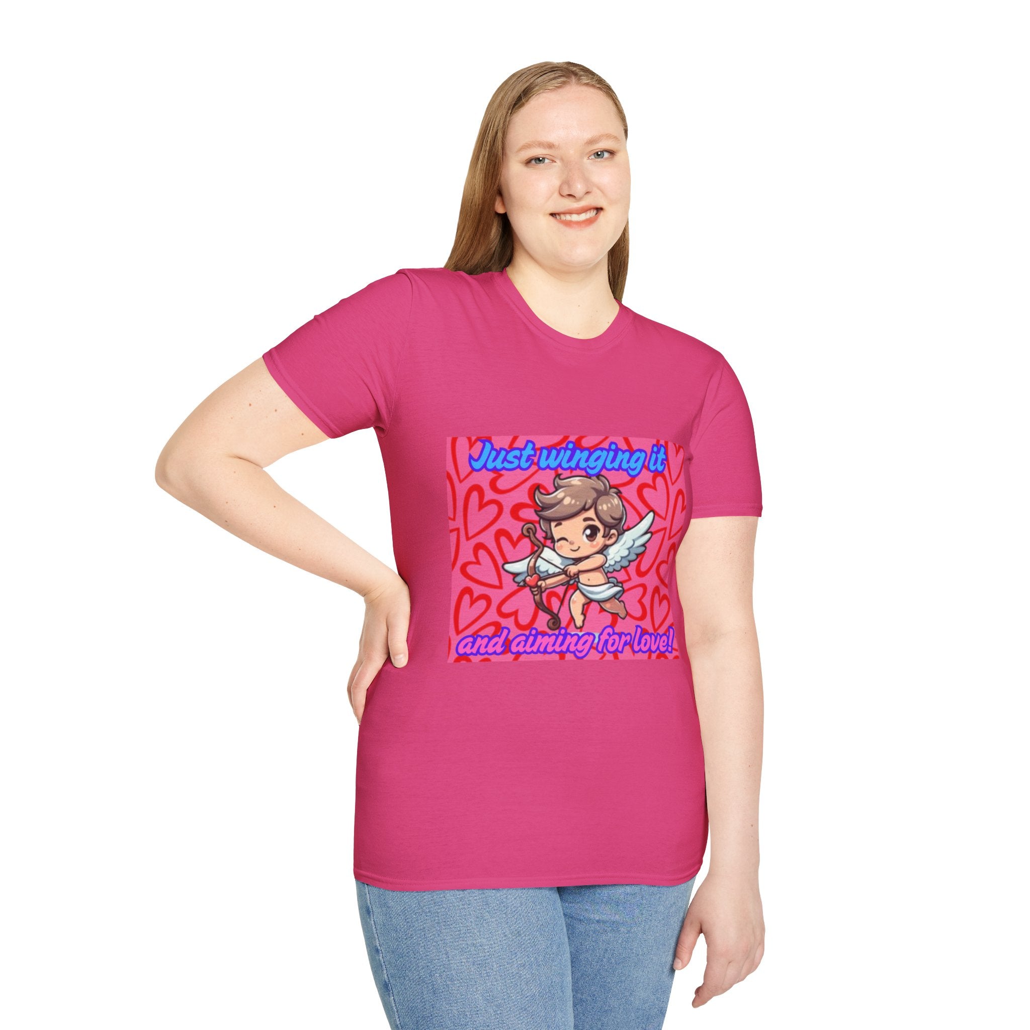 Just Winging It And Aiming For Love Unisex Softstyle T-Shirt