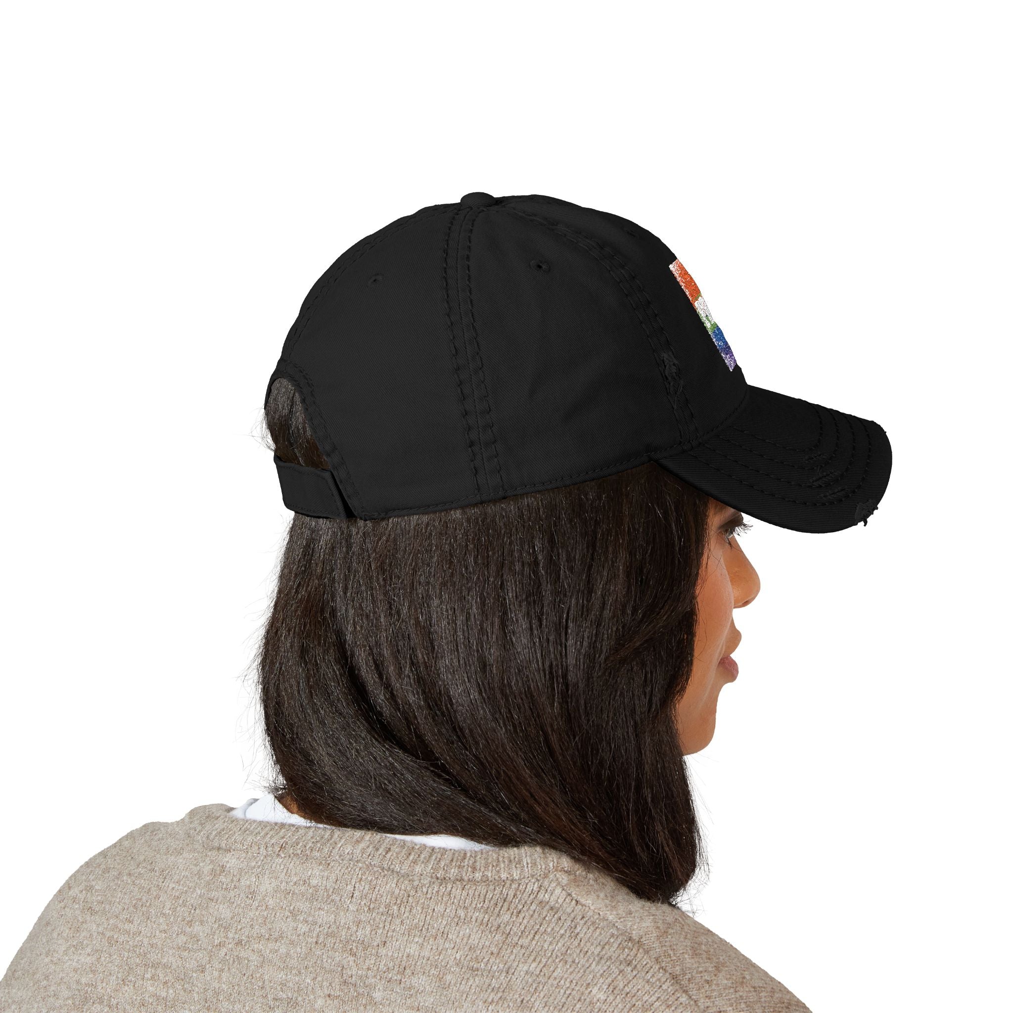 Pride Rainbow Embroidered Distressed Dad Hat