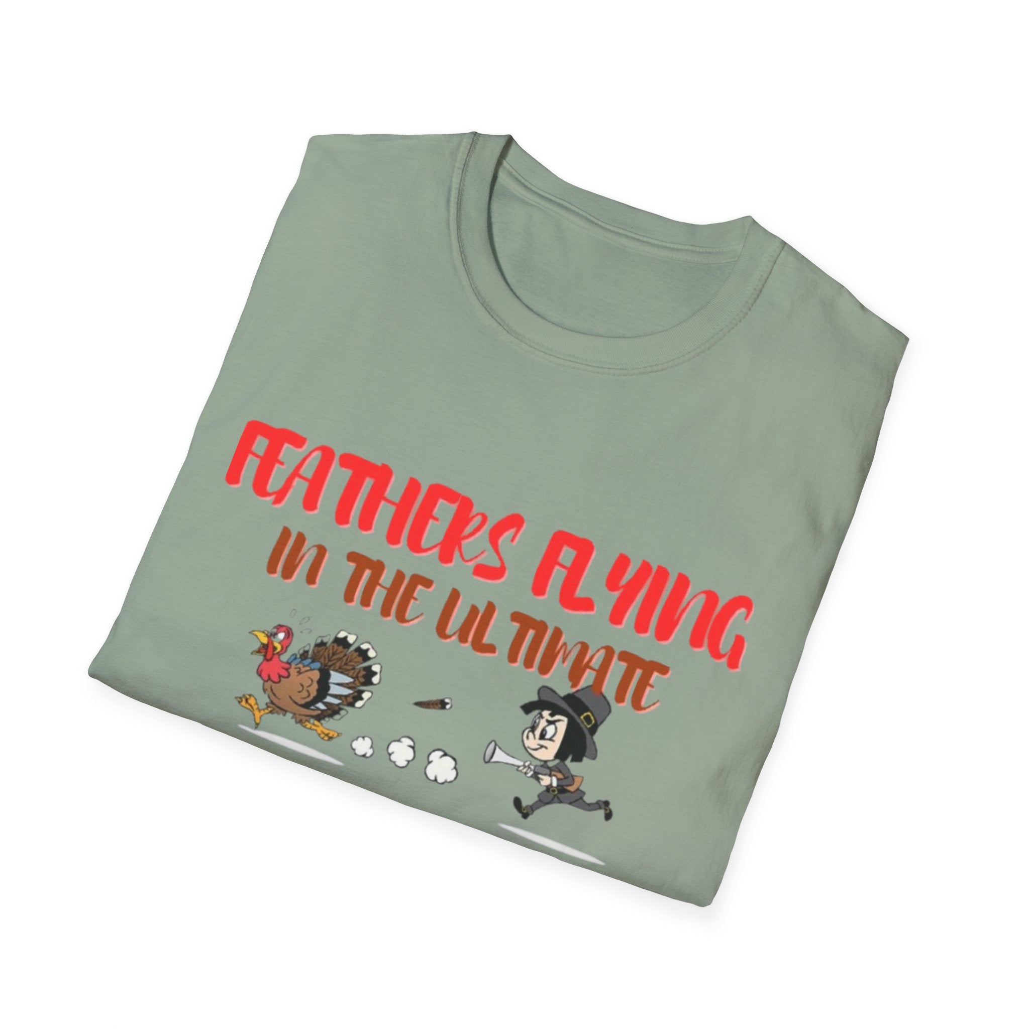 Feathers Flying In The Ultimate Thanksgiving Showdown Unisex Softstyle T-Shirt