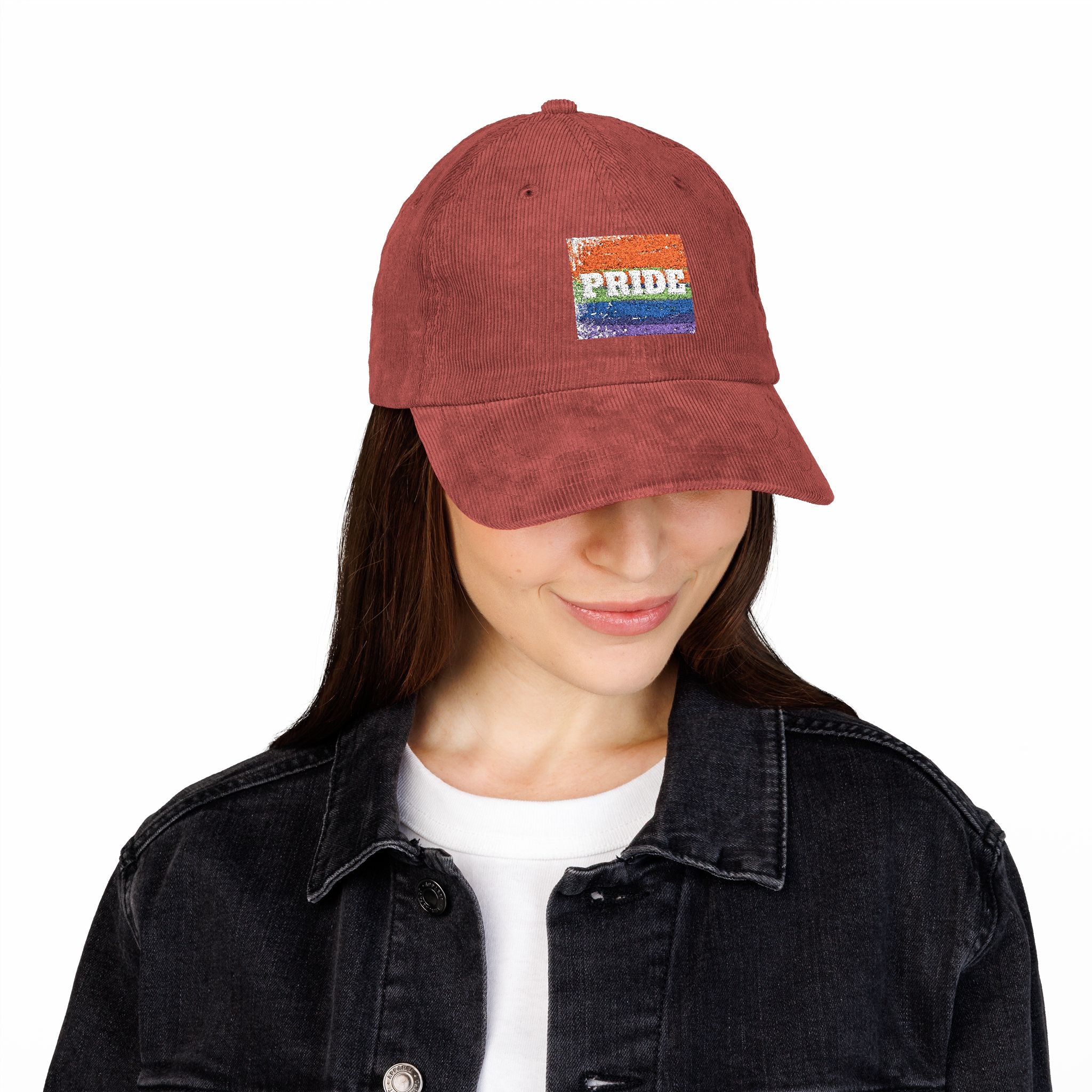 Pride Rainbow Vintage Embroidered Corduroy Cap