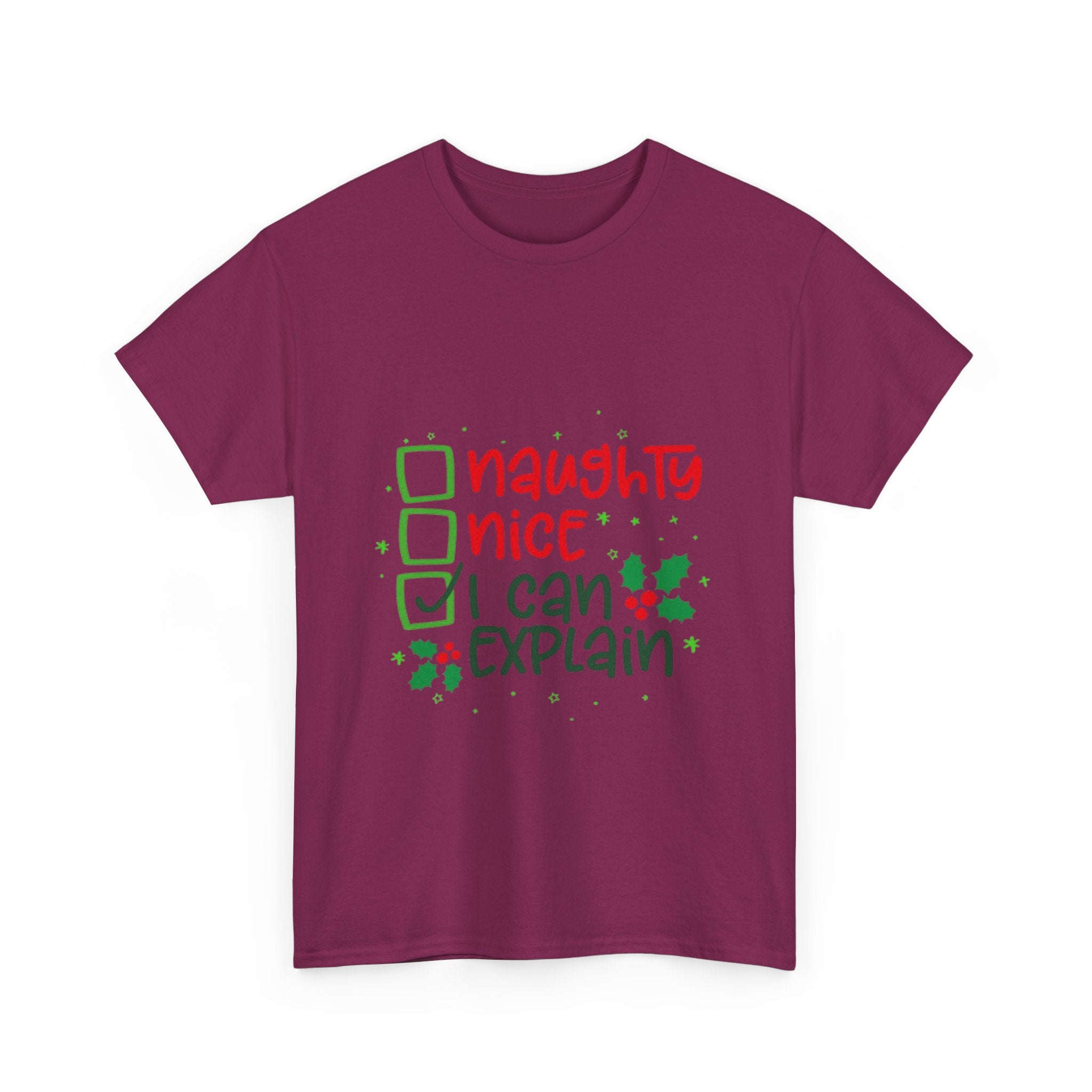 Naughty, Nice, I Can Explain Unisex Heavy Cotton T-Shirt