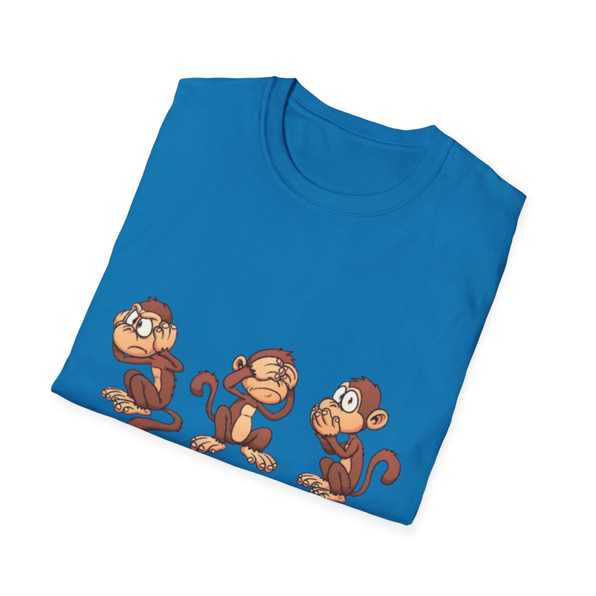 Monkey Hear, See, Say What? Unisex Softstyle T-Shirt