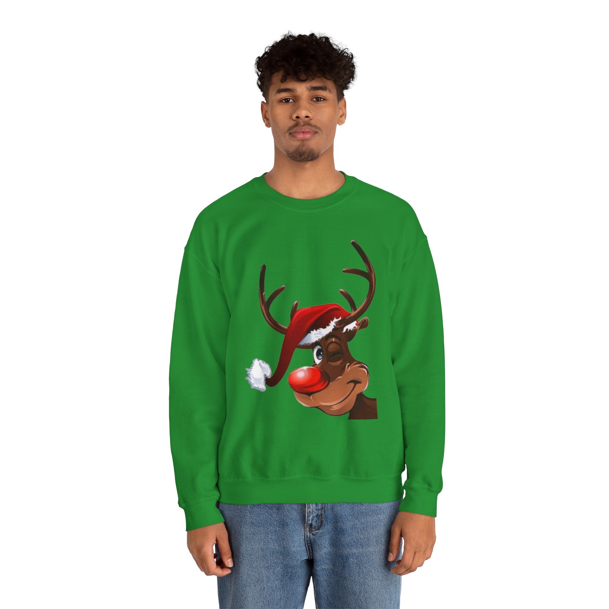 Festive Reindeer Unisex Heavy Blend™ Crewneck Sweatshirt