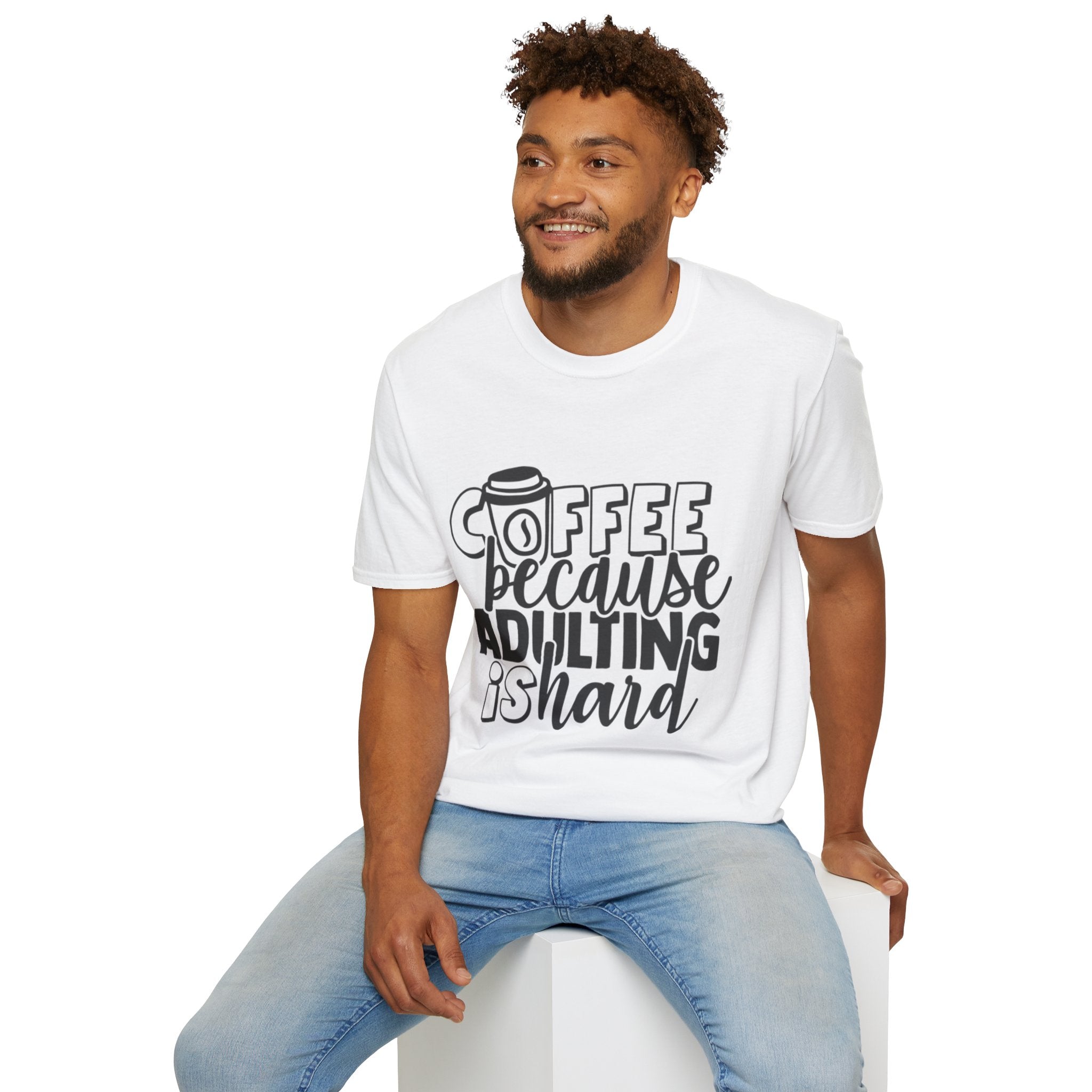 Coffee Because Adulting is Hard Unisex Softstyle T-Shirt
