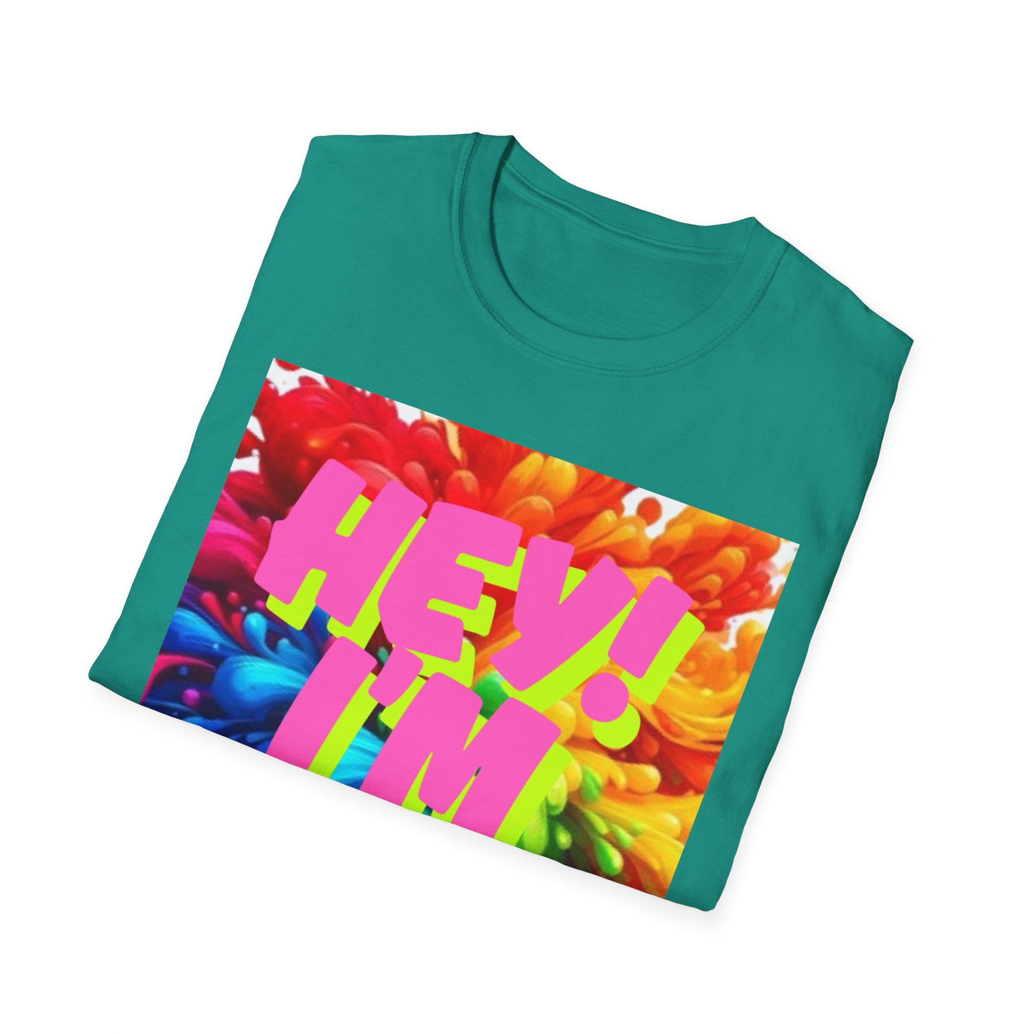 Hey I'm Gay! Heart Unisex Softstyle T-Shirt