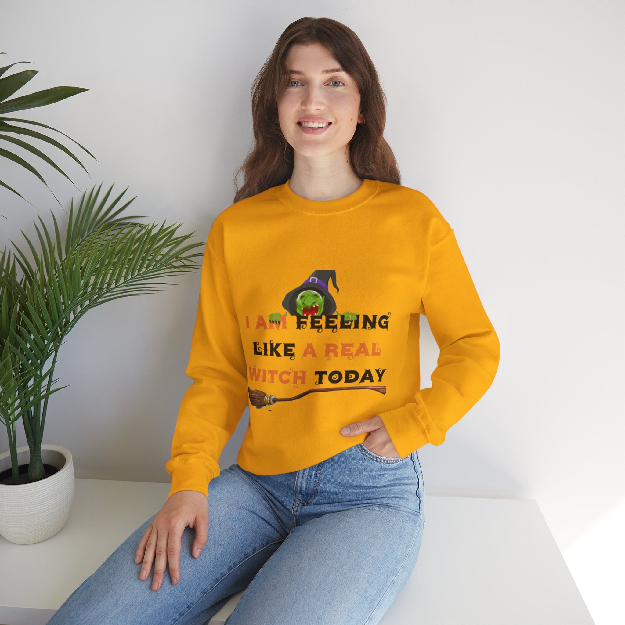 I Am Feeling Like A Real Witch Today Unisex Heavy Blend™ Crewneck Sweatshirt