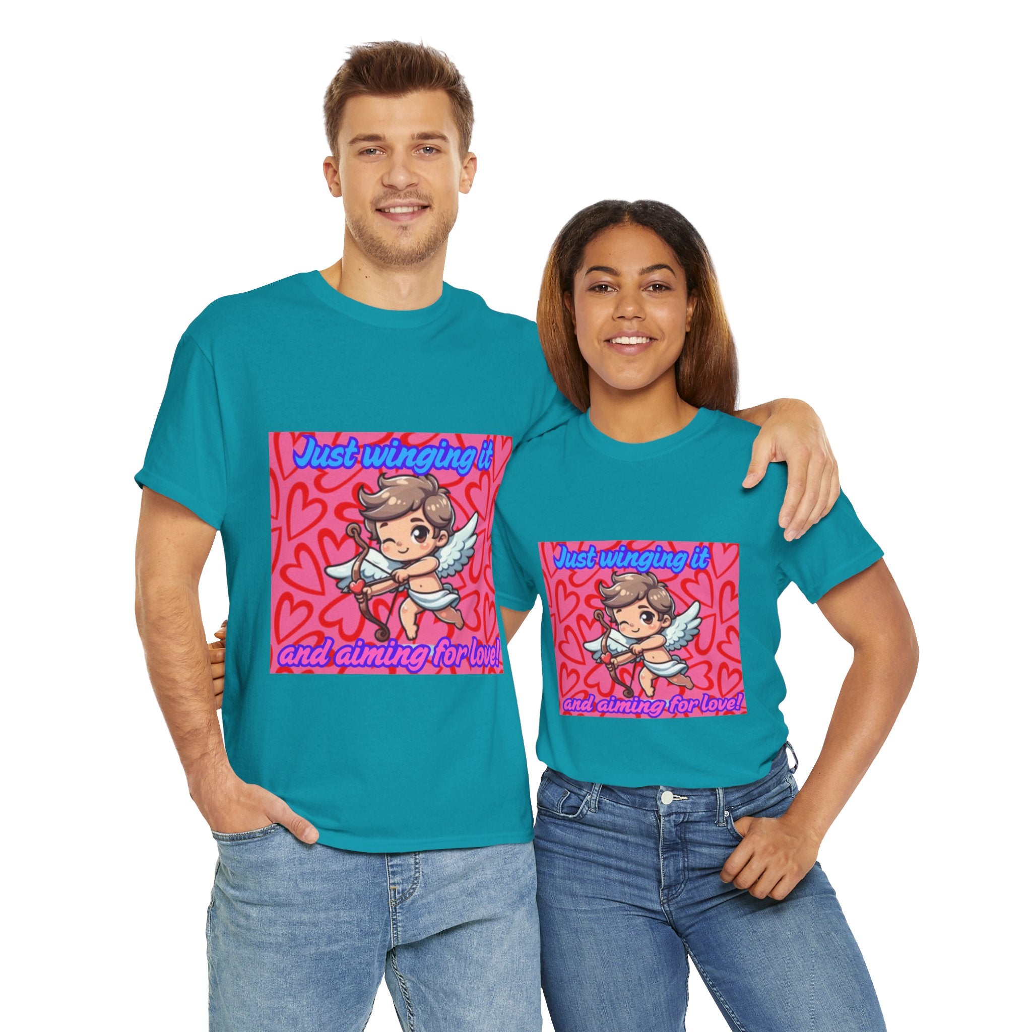 Just Winging It And Aiming For Love Unisex Heavy Cotton T-Shirt