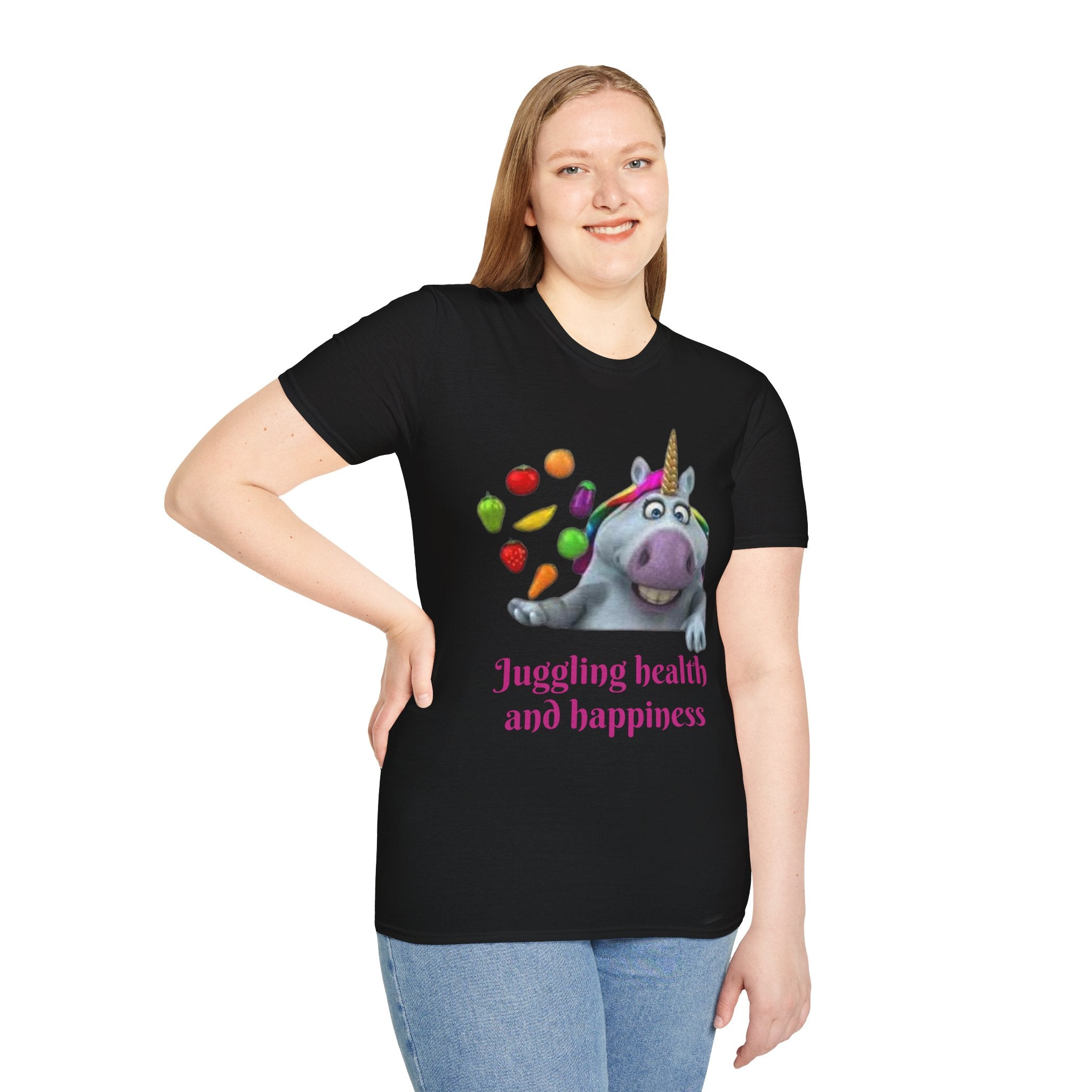 Juggling Health And Happiness Unicorn Unisex Softstyle T-Shirt