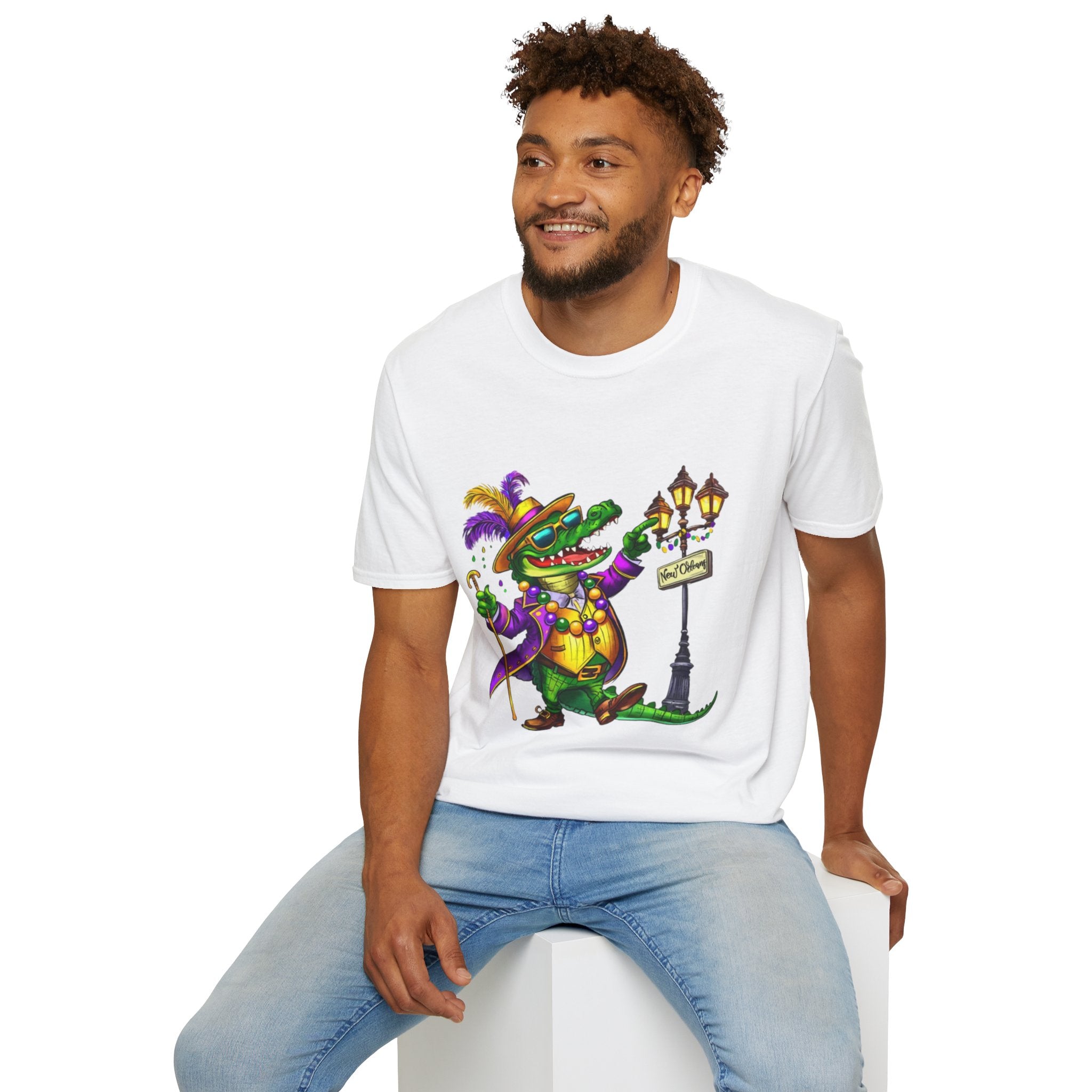 Mardi Gras Gator Unisex Softstyle T-Shirt