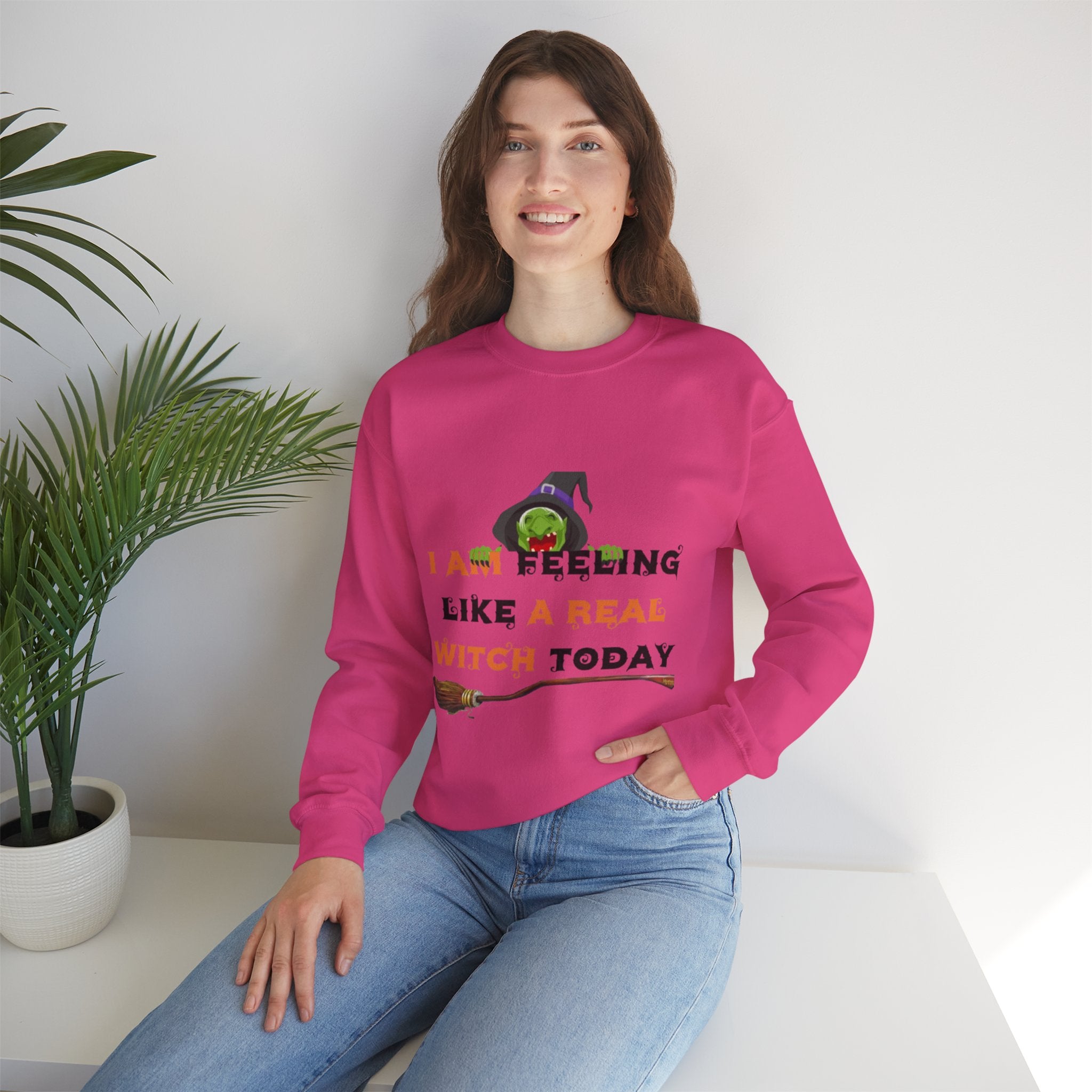 I Am Feeling Like A Real Witch Today Unisex Heavy Blend™ Crewneck Sweatshirt