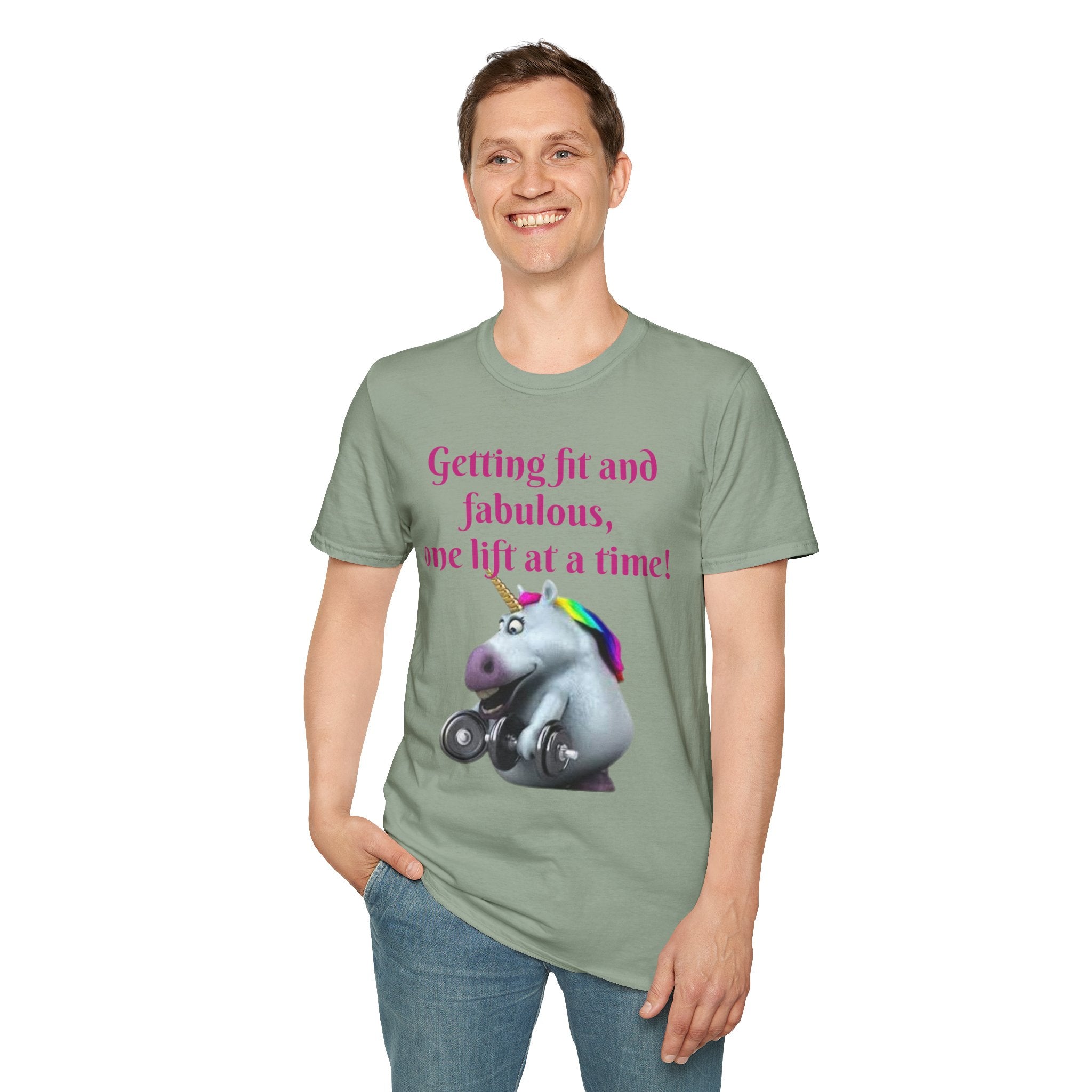 Getting Fit And Fabulous, One Lift At A Time! Unicorn Unisex T-Shirt