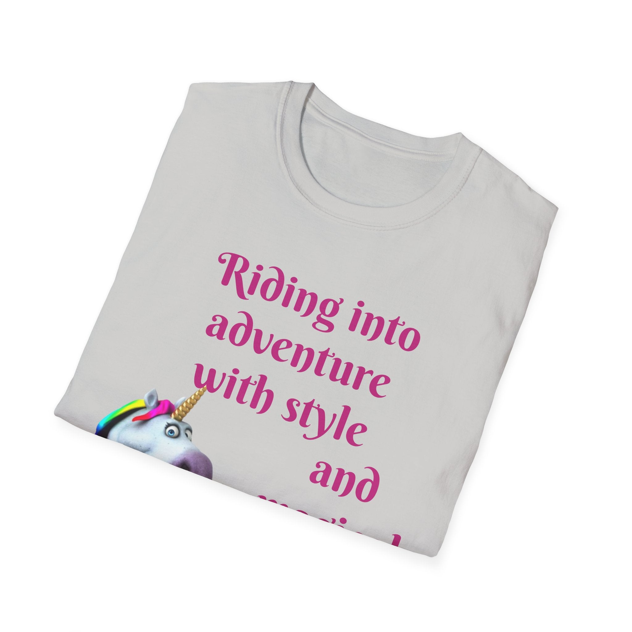 Riding Into With Style And Magical Sparkle Unicorn Unisex Softstyle T-Shirt