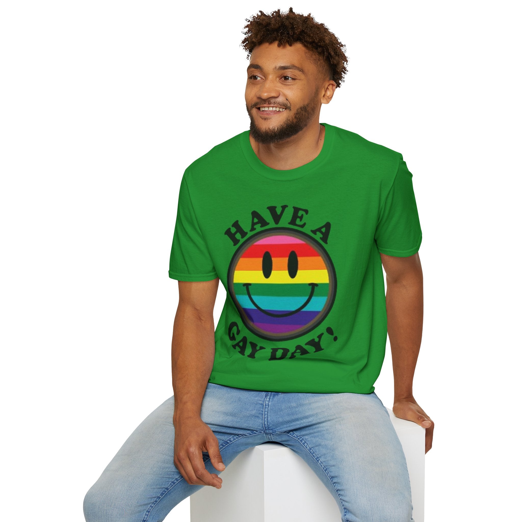 Have A Gay Day Rainbow Smile Unisex Softstyle T-Shirt