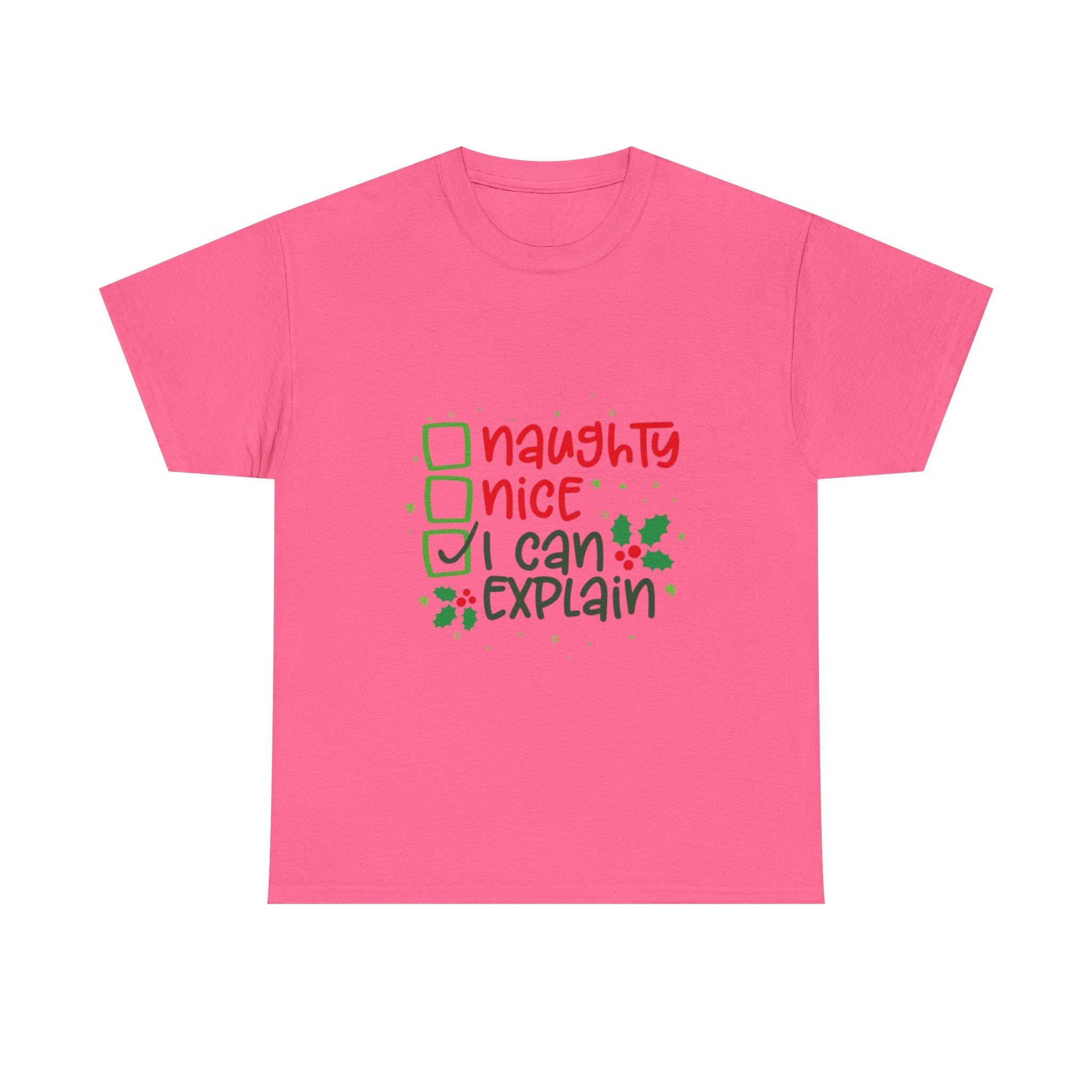 Naughty, Nice, I Can Explain Unisex Heavy Cotton T-Shirt