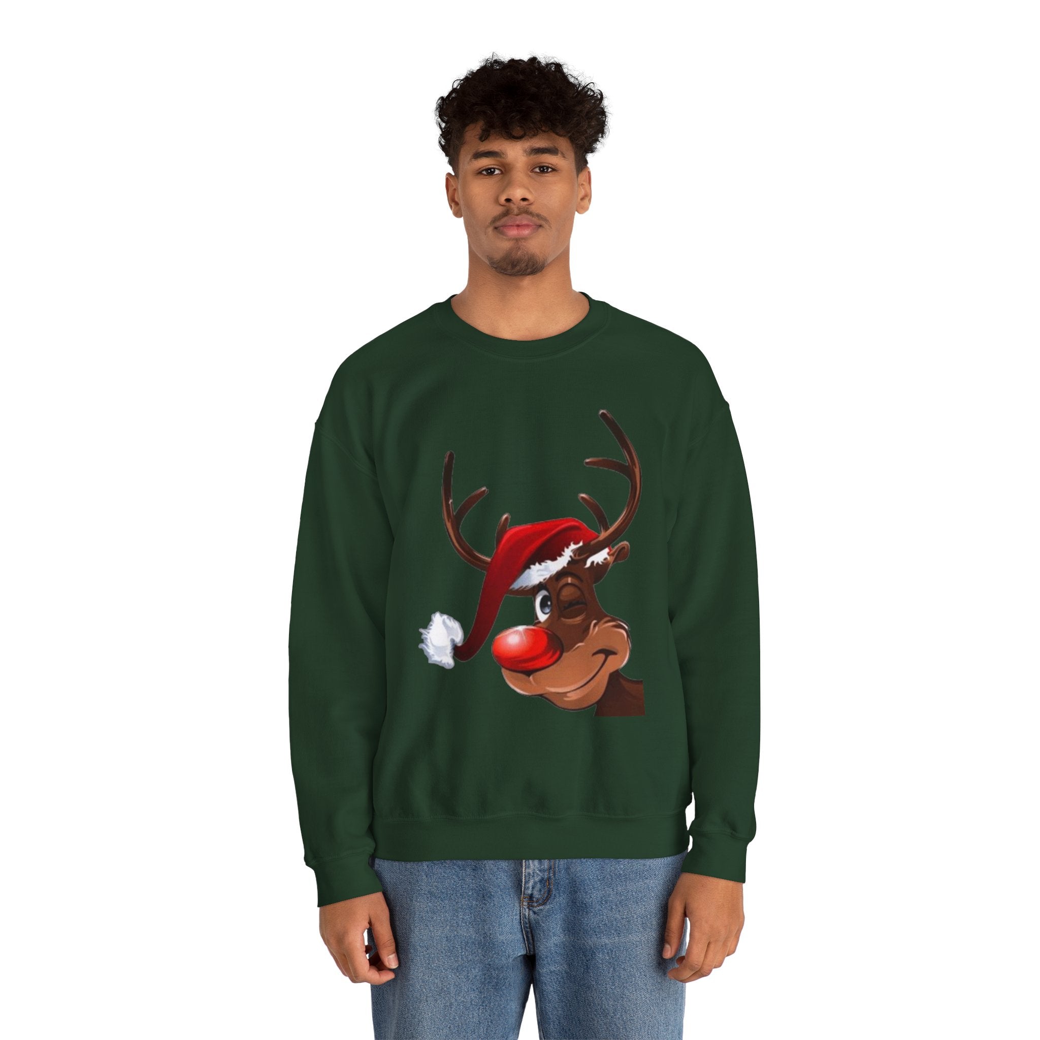 Festive Reindeer Unisex Heavy Blend™ Crewneck Sweatshirt