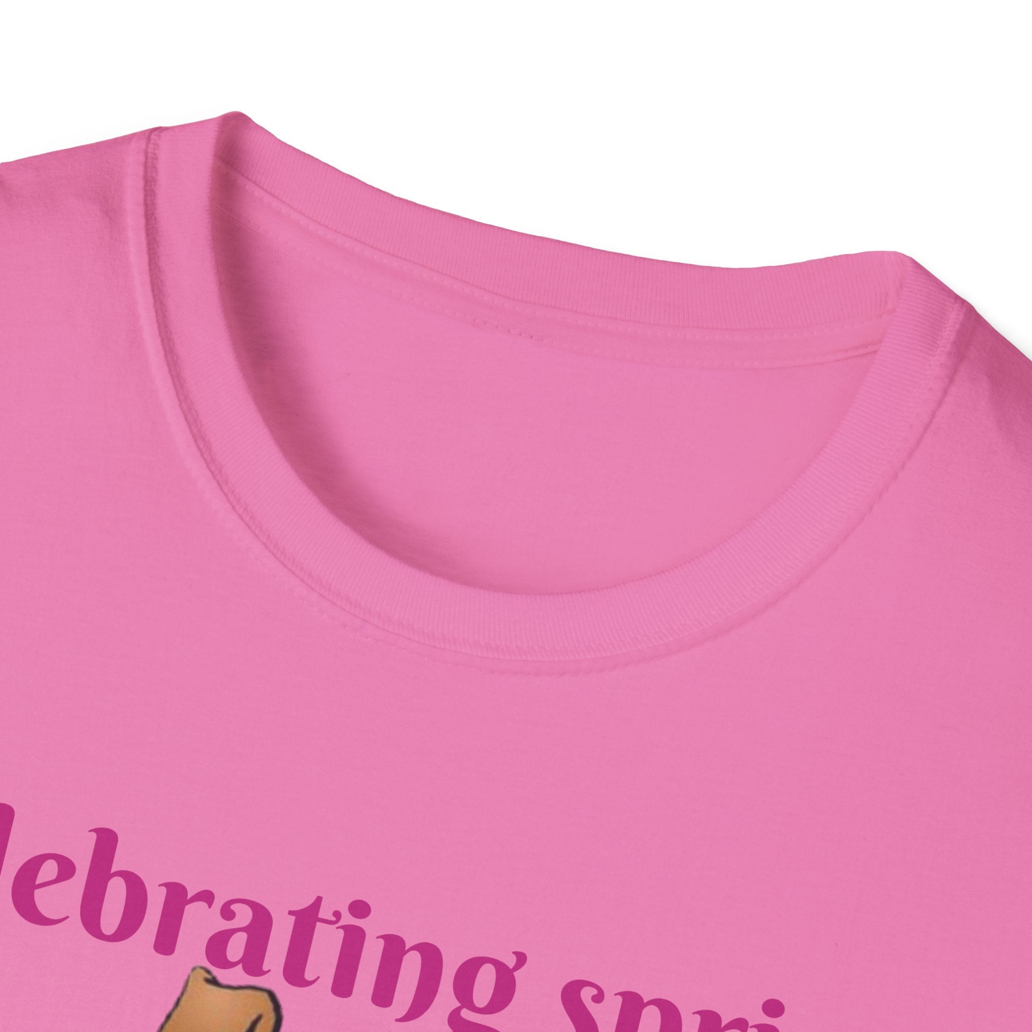 Celebrating Spring With Flowers And Friends Bunny Unisex Softstyle T-Shirt