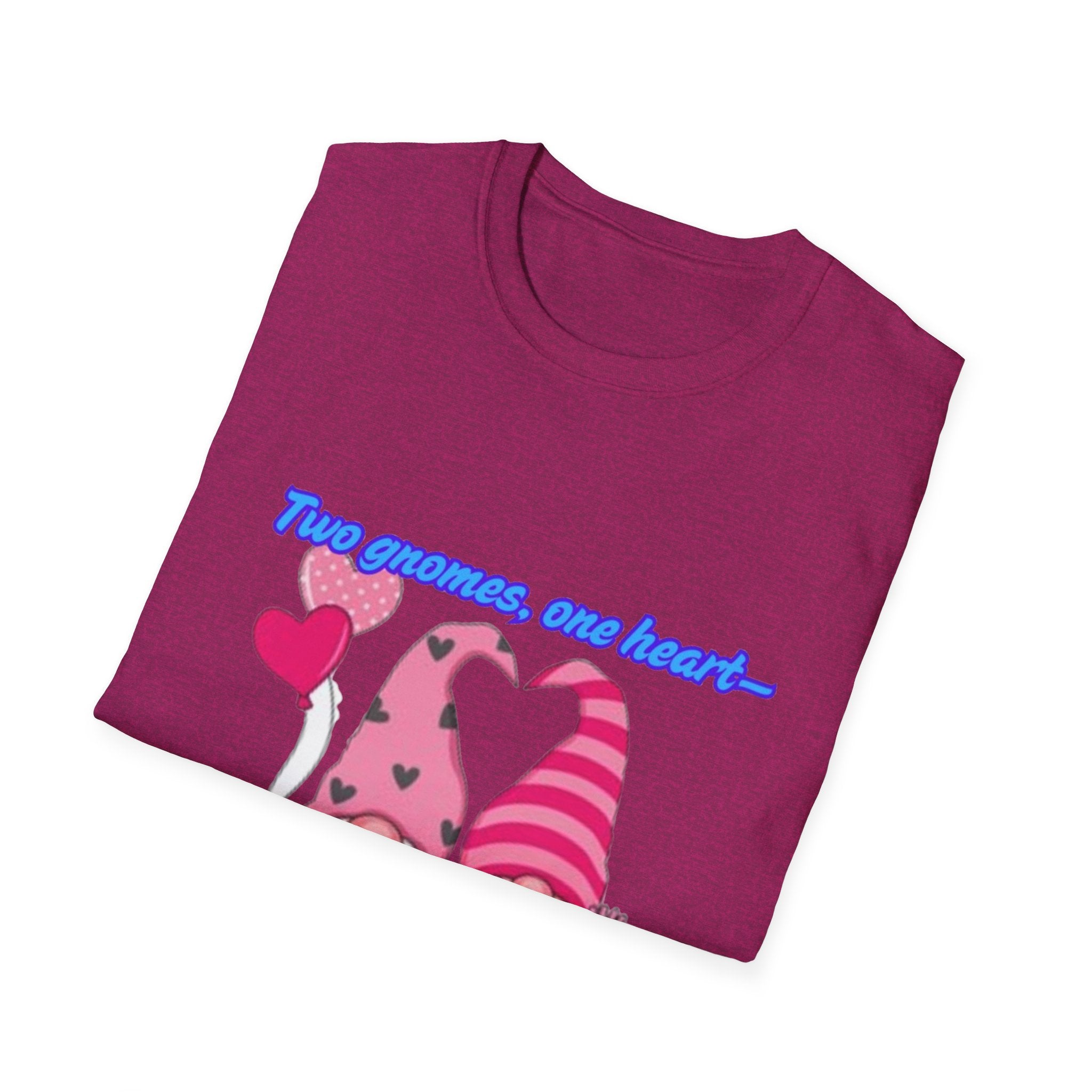 Two Gnomes, One Heart- Let's Make Love Grow Wild Unisex Softstyle T-Shirt