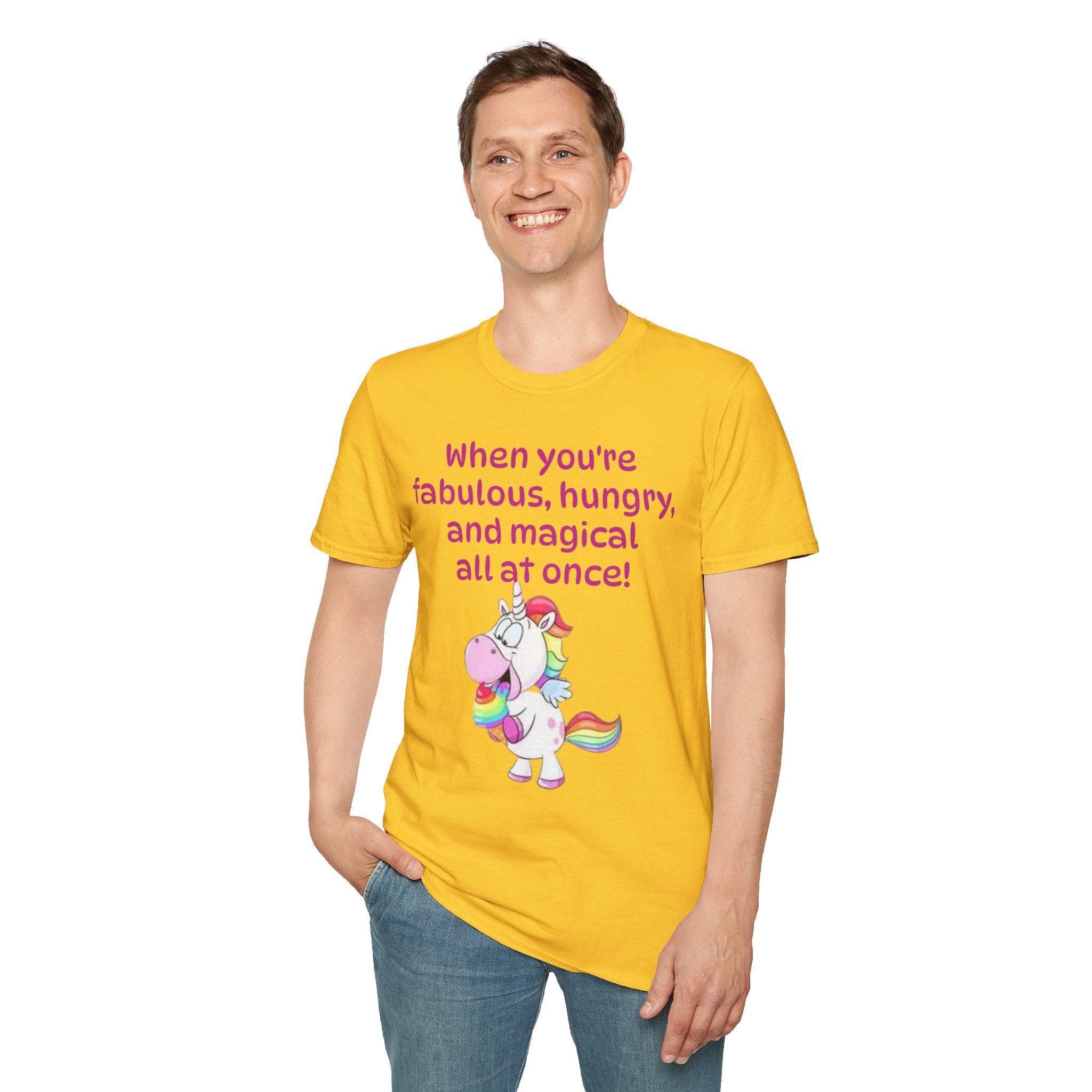 When You're Fabulous, Hungry, And Magical All At Once! Unicorn Unisex Softstyle T-Shirt