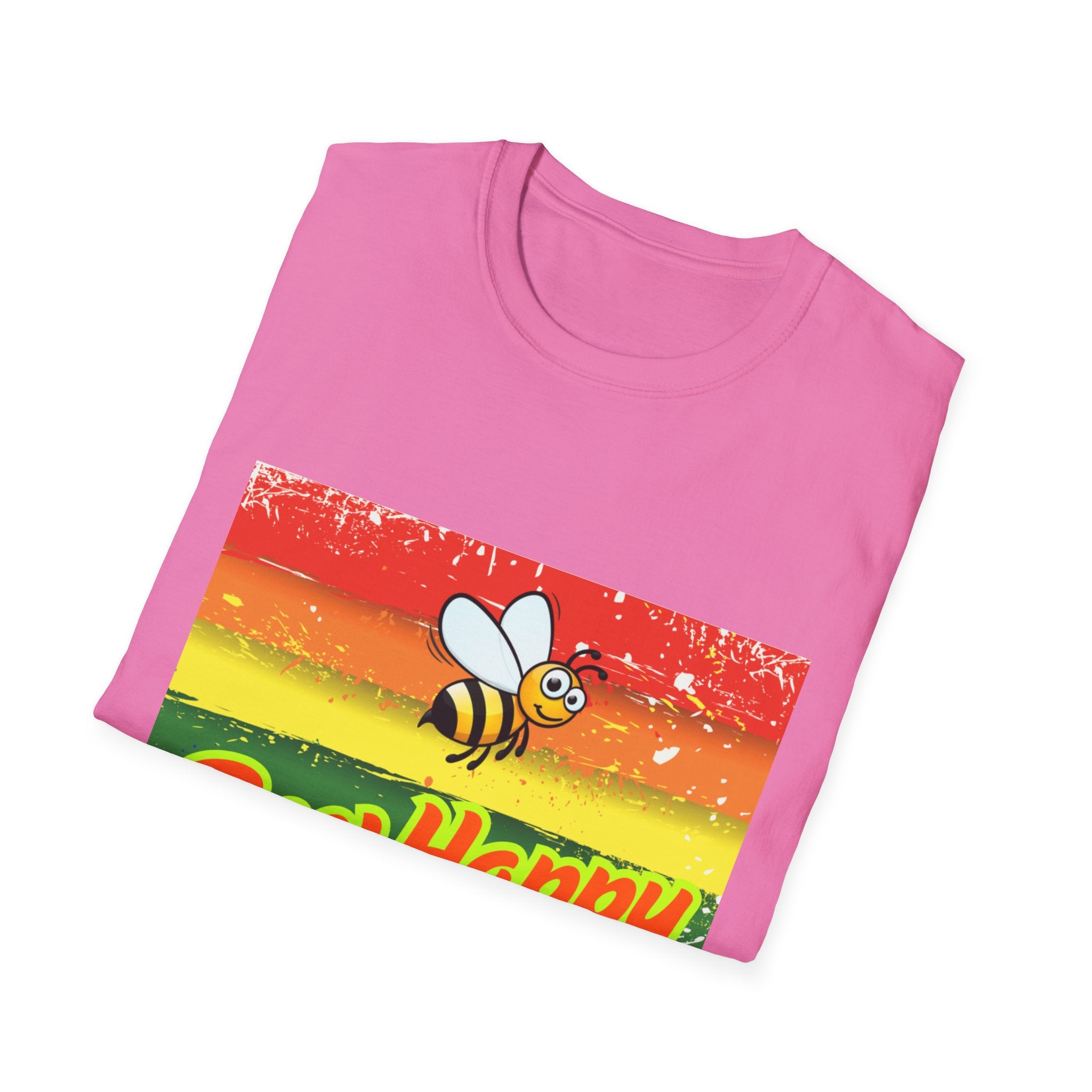 Bee Happy Rainbow Unisex Softstyle T-Shirt