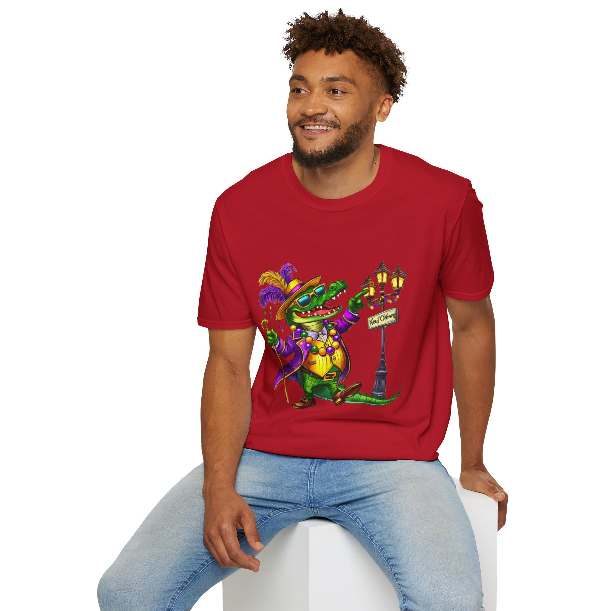Mardi Gras Gator Unisex Softstyle T-Shirt