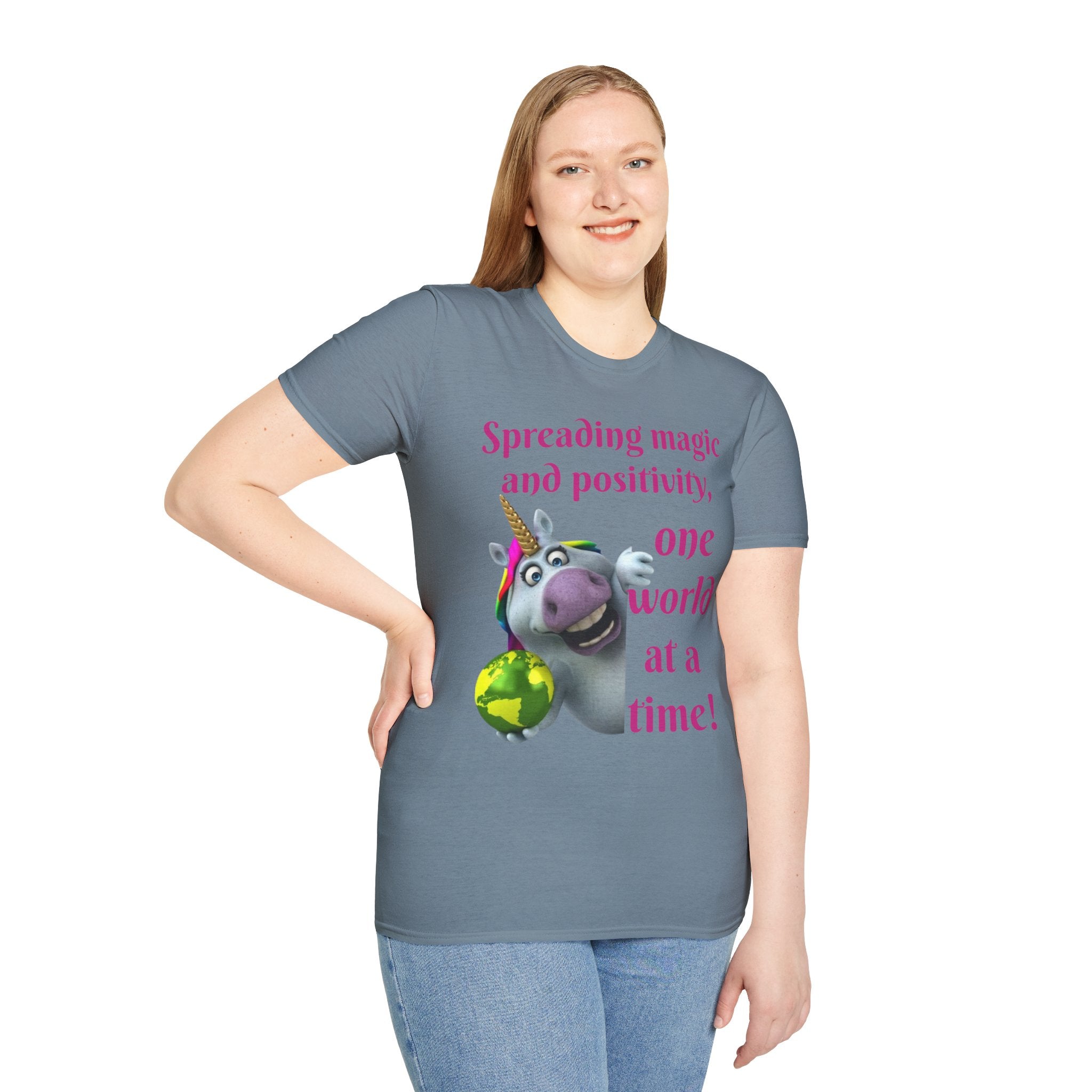 Spreading Magic And Positivity, One World At A Time! Unisex Softstyle T-Shirt