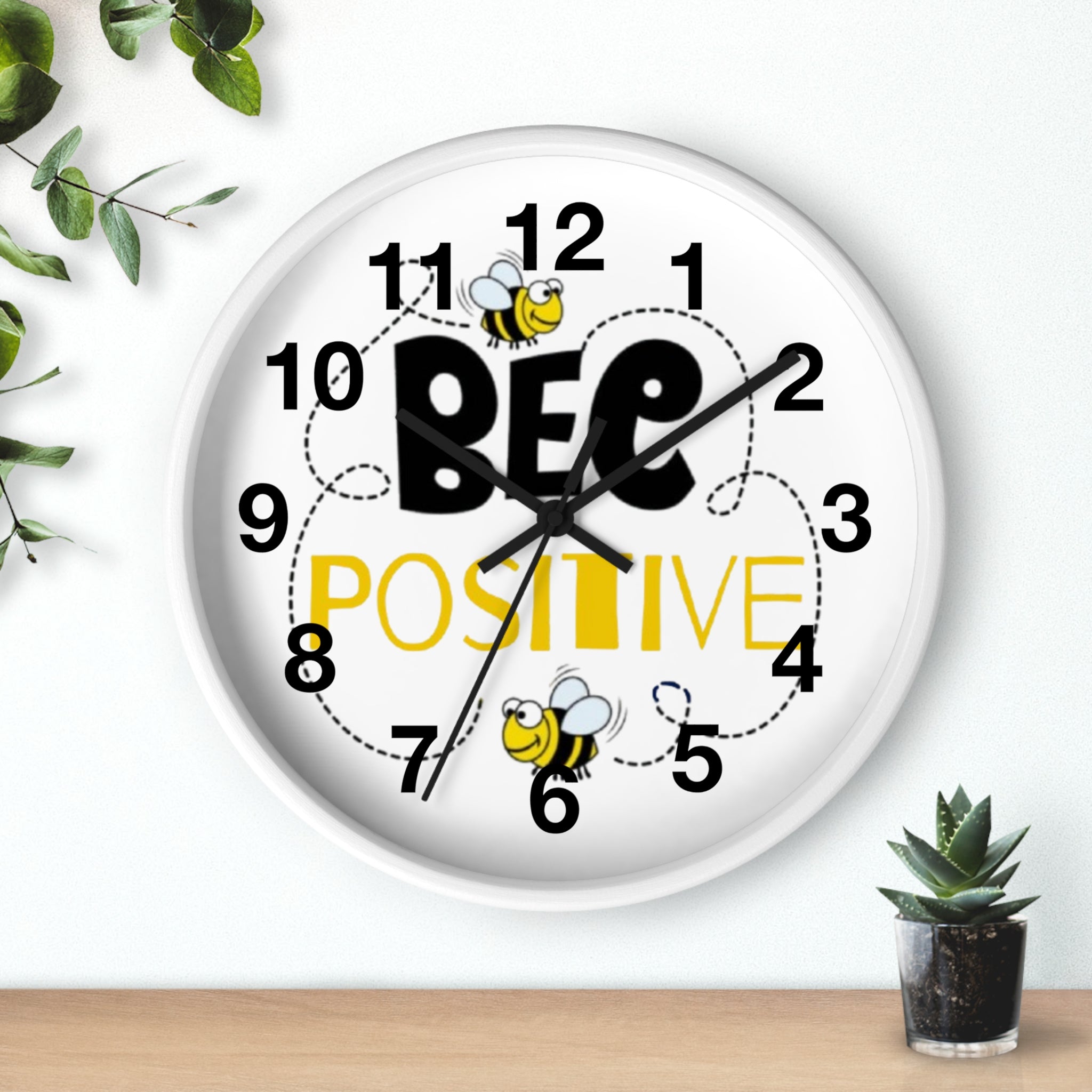 Bee Positive Inspirational Wall Clock