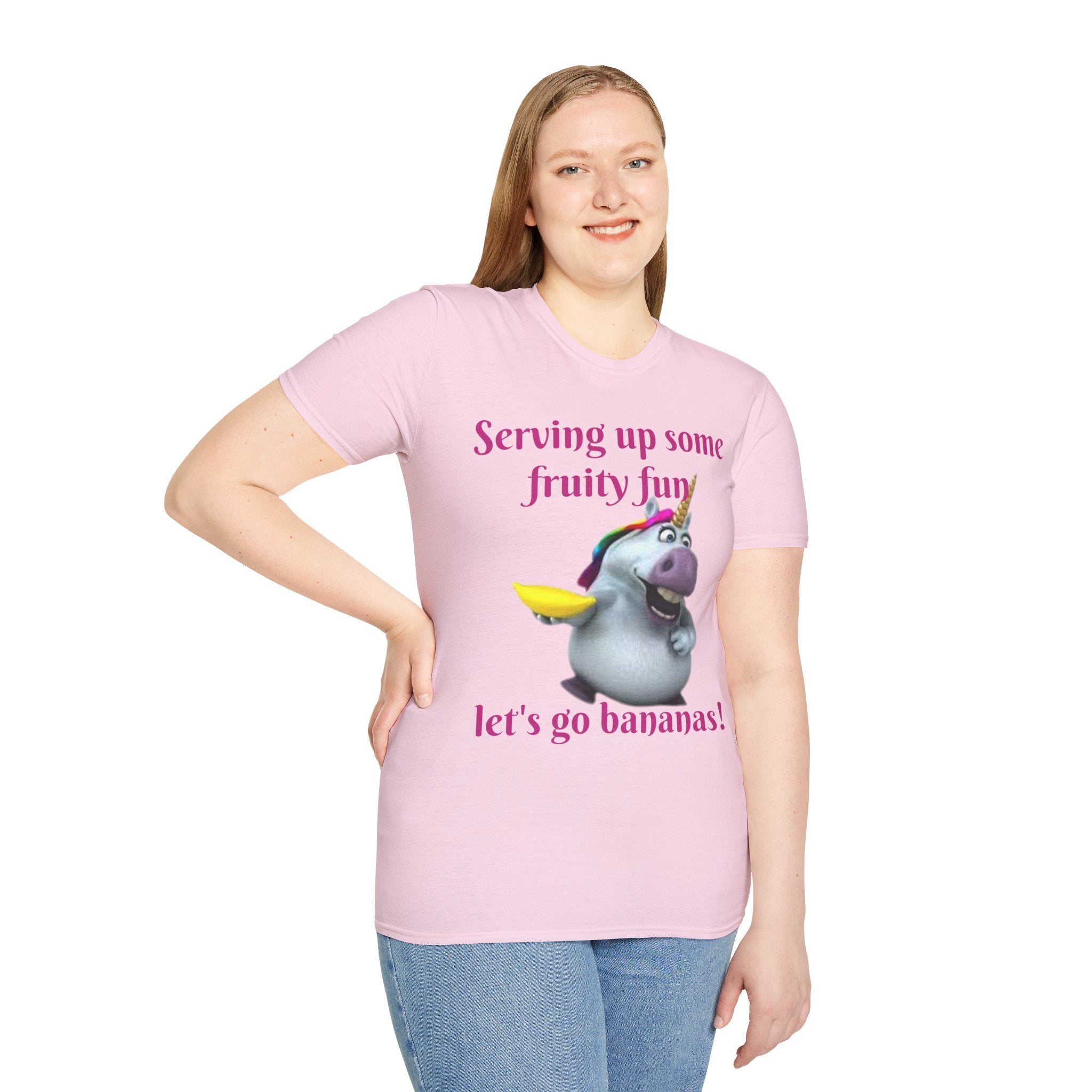 Serving Up Some Fruity Fun Let's Go Bananas Unicorn Unisex Softstyle T-Shirt
