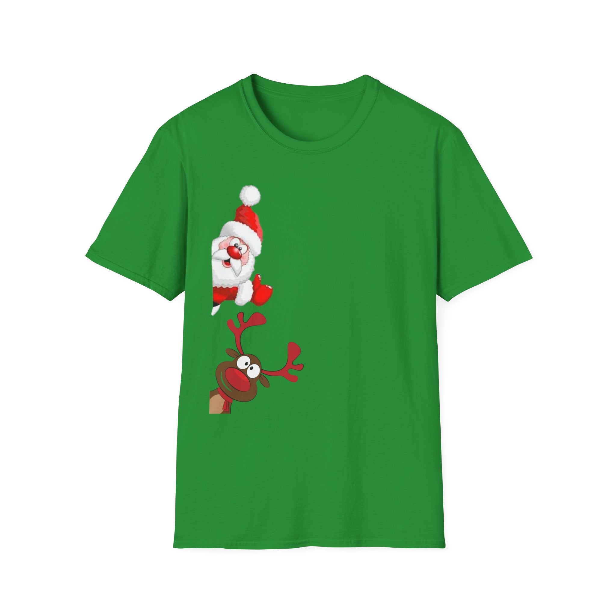 Christmas Santa and Reindeer Unisex Softstyle T-Shirt
