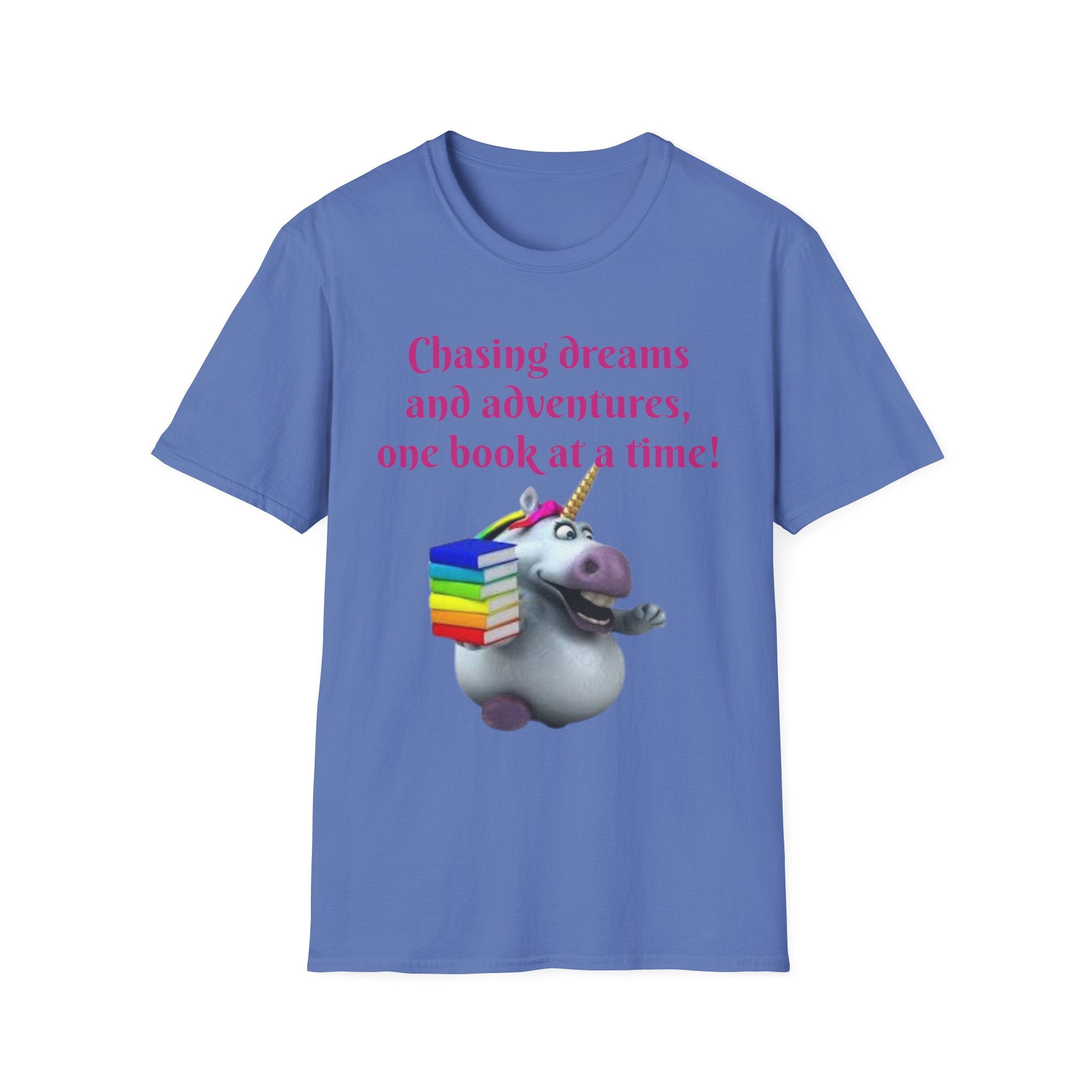 Chasing Dreams And Adventures, One Book At A Time! Unicorn Unisex Softstyle T-Shirt